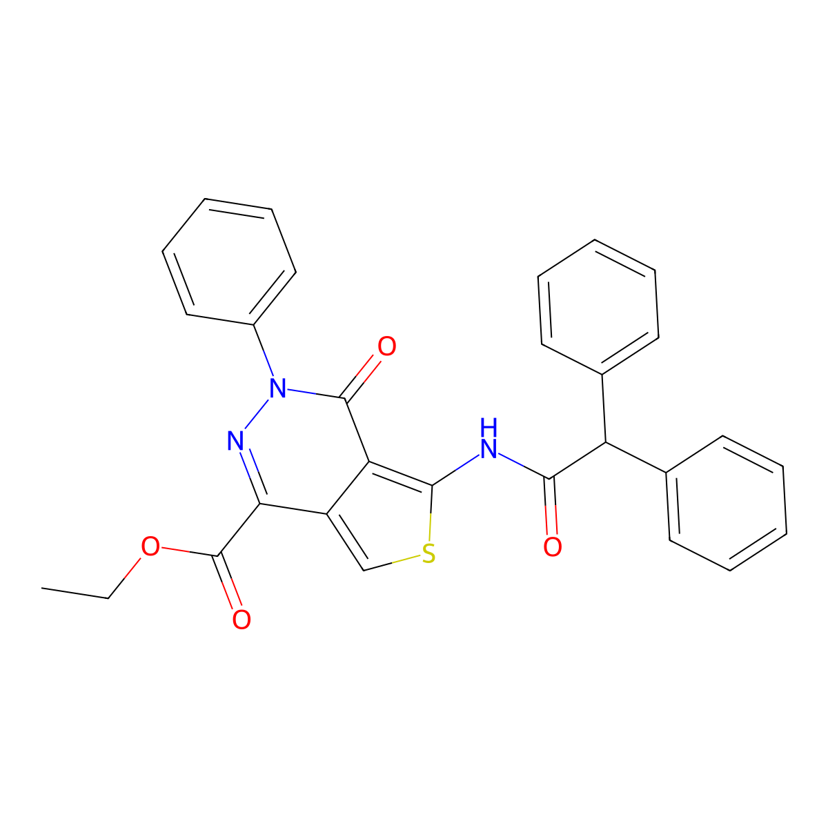 Ethyl 5-[(2,2-diphenylacetyl)amino]-4-oxo-3-phenylthieno[3,4-d]pyridazine-1-carboxylate molecular structure, CAS 851947-63-2