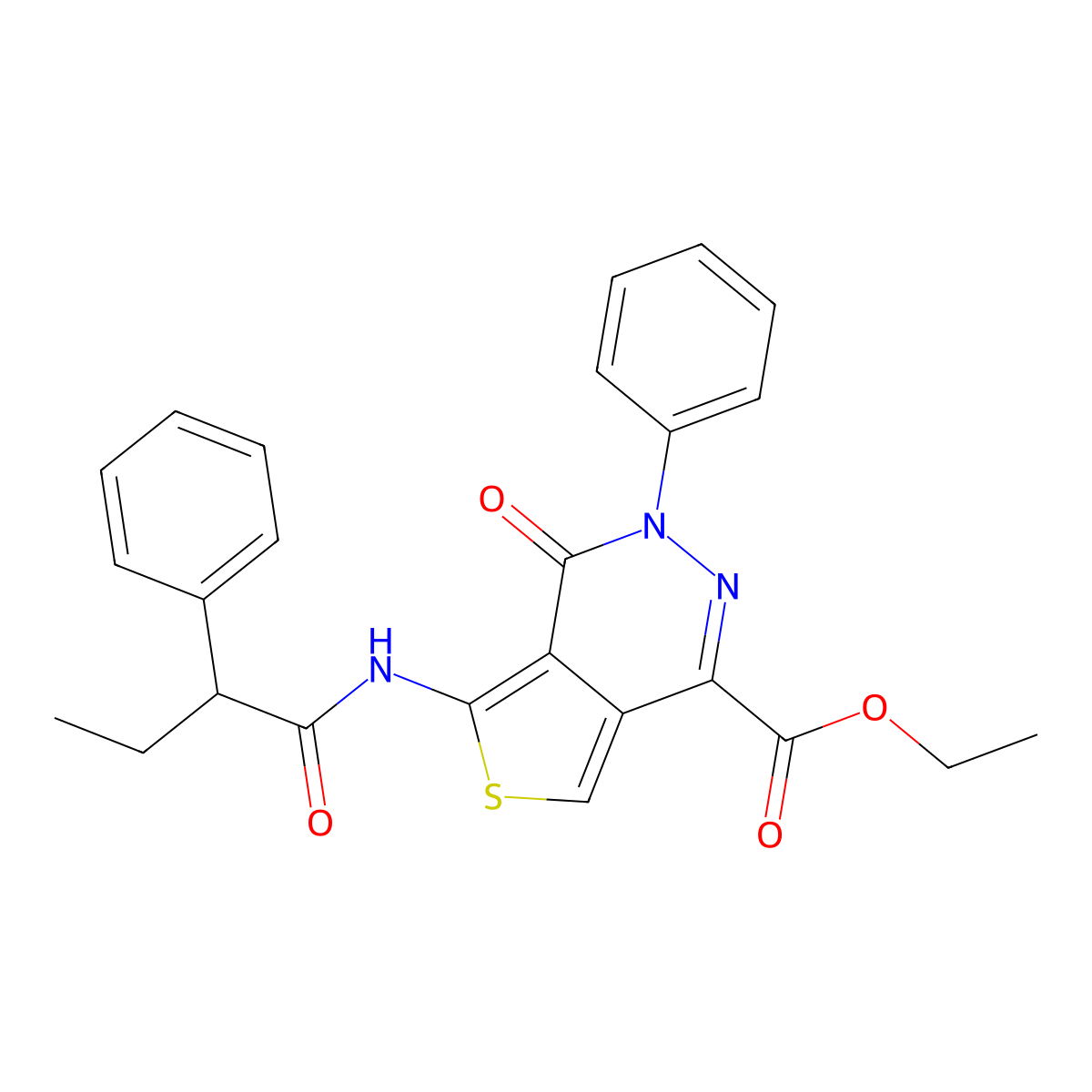 Ethyl 4-oxo-3-phenyl-5-(2-phenylbutanoylamino)thieno[3,4-d]pyridazine-1-carboxylate molecular structure, CAS 851947-64-3