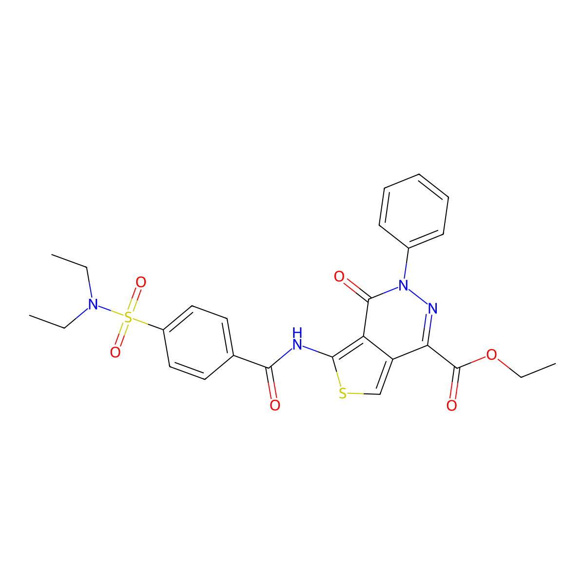 Ethyl 5-[[4-(diethylsulfamoyl)benzoyl]amino]-4-oxo-3-phenylthieno[3,4-d]pyridazine-1-carboxylate molecular structure, CAS 851947-69-8