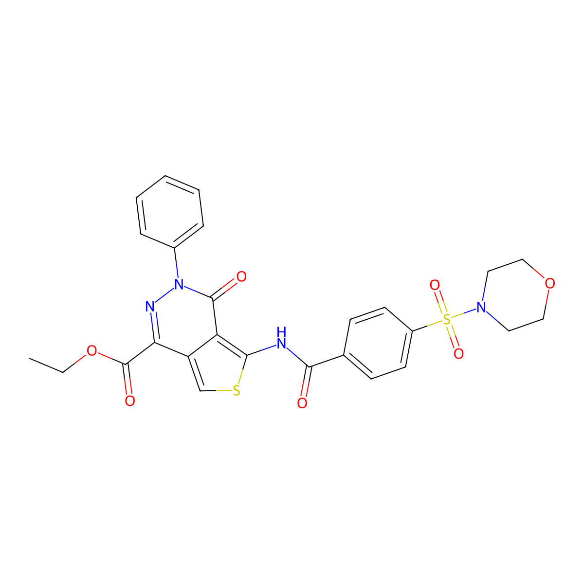 Ethyl 5-(4-(morpholinosulfonyl)benzamido)-4-oxo-3-phenyl-3,4-dihydrothieno[3,4-d]pyridazine-1-carboxylate molecular structure, CAS 851947-72-3