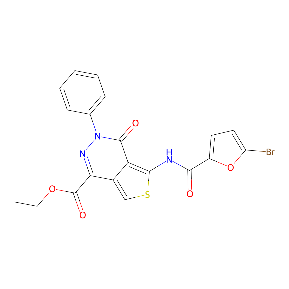 Ethyl 5-(5-bromofuran-2-carboxamido)-4-oxo-3-phenyl-3,4-dihydrothieno[3,4-d]pyridazine-1-carboxylate molecular structure, CAS 851947-74-5