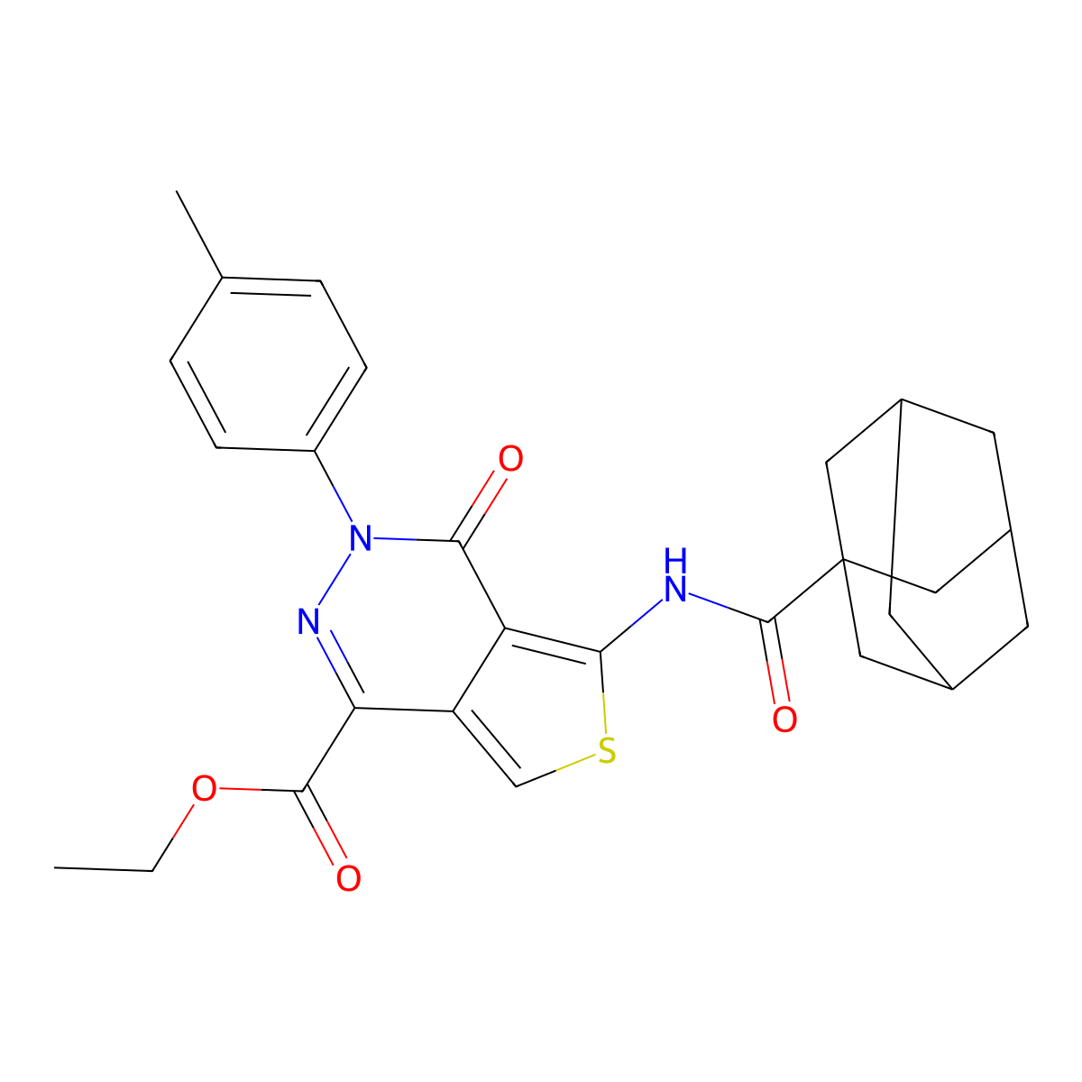 Ethyl 5-(adamantane-1-carbonylamino)-3-(4-methylphenyl)-4-oxothieno[3,4-d]pyridazine-1-carboxylate molecular structure, CAS 851947-94-9