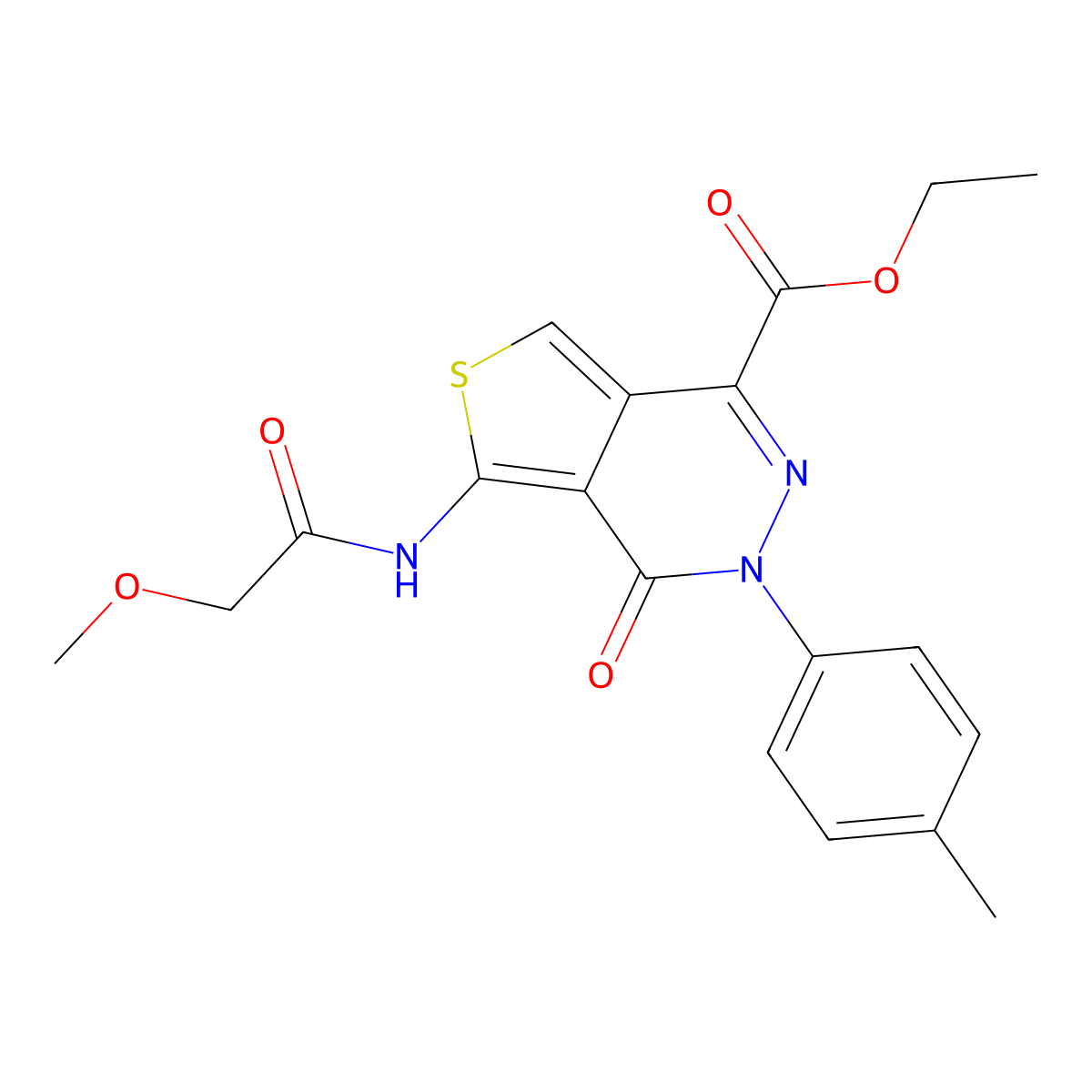 Ethyl 5-[(2-methoxyacetyl)amino]-3-(4-methylphenyl)-4-oxothieno[3,4-d]pyridazine-1-carboxylate molecular structure, CAS 851947-95-0