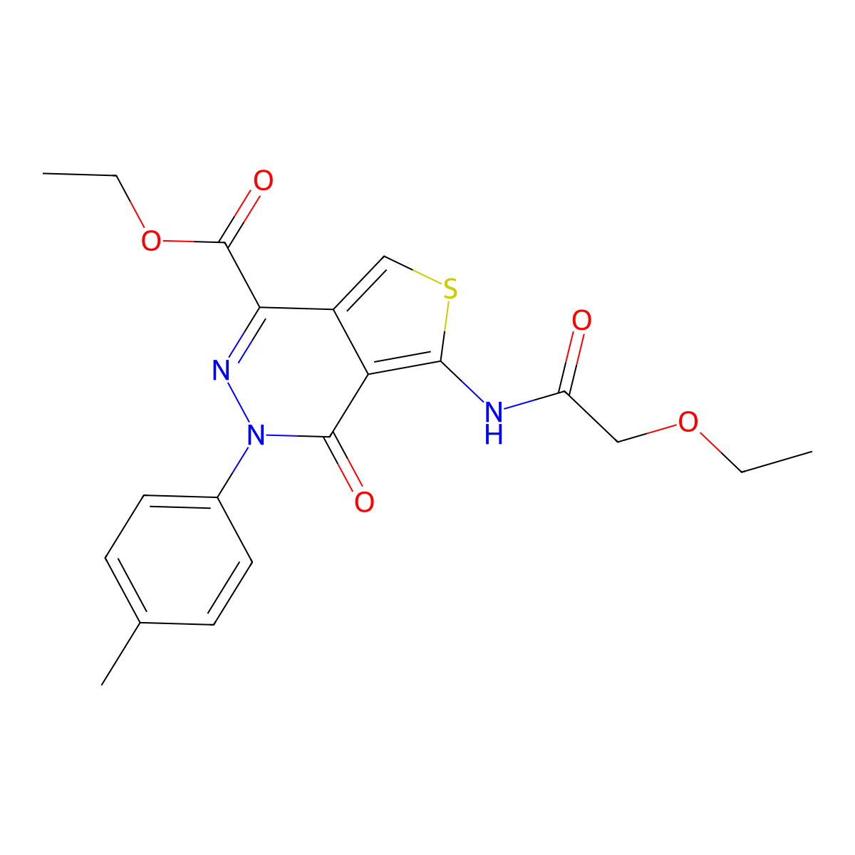 Ethyl 5-[(2-ethoxyacetyl)amino]-3-(4-methylphenyl)-4-oxothieno[3,4-d]pyridazine-1-carboxylate molecular structure, CAS 851947-96-1