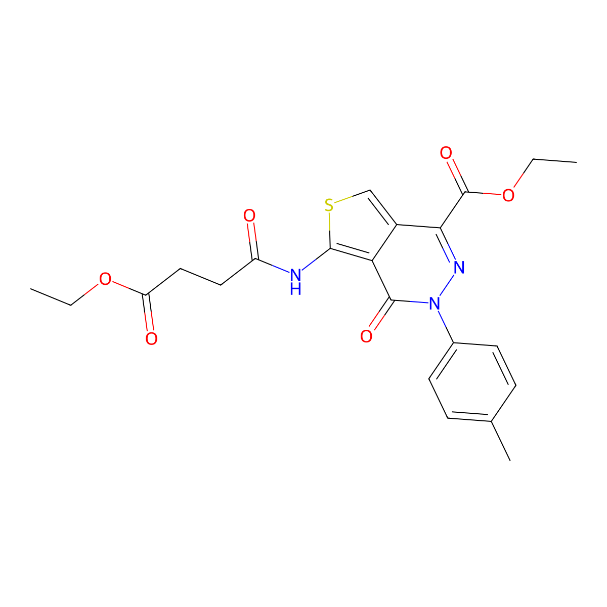 Ethyl 5-(4-ethoxy-4-oxobutanamido)-4-oxo-3-(p-tolyl)-3,4-dihydrothieno[3,4-d]pyridazine-1-carboxylate molecular structure, CAS 851947-97-2