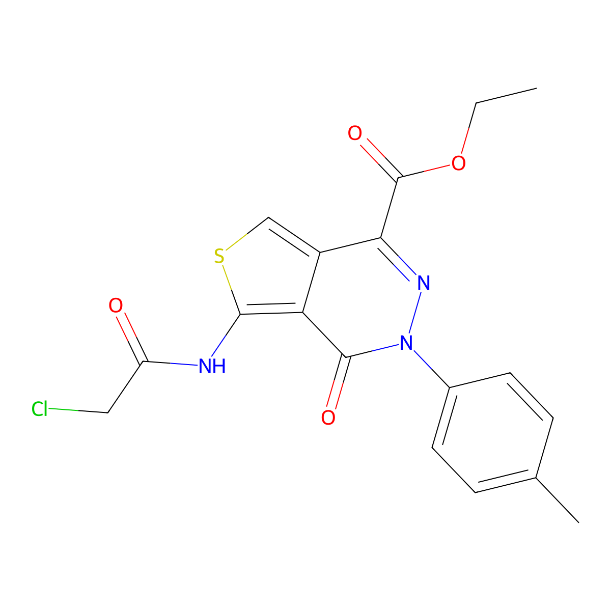 Ethyl 5-[(2-chloroacetyl)amino]-3-(4-methylphenyl)-4-oxothieno[3,4-d]pyridazine-1-carboxylate molecular structure, CAS 851947-98-3