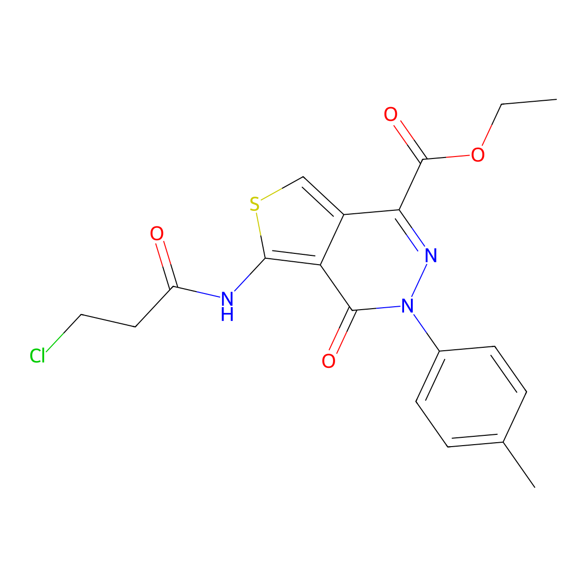 Ethyl 5-(3-chloropropanoylamino)-3-(4-methylphenyl)-4-oxothieno[3,4-d]pyridazine-1-carboxylate molecular structure, CAS 851947-99-4