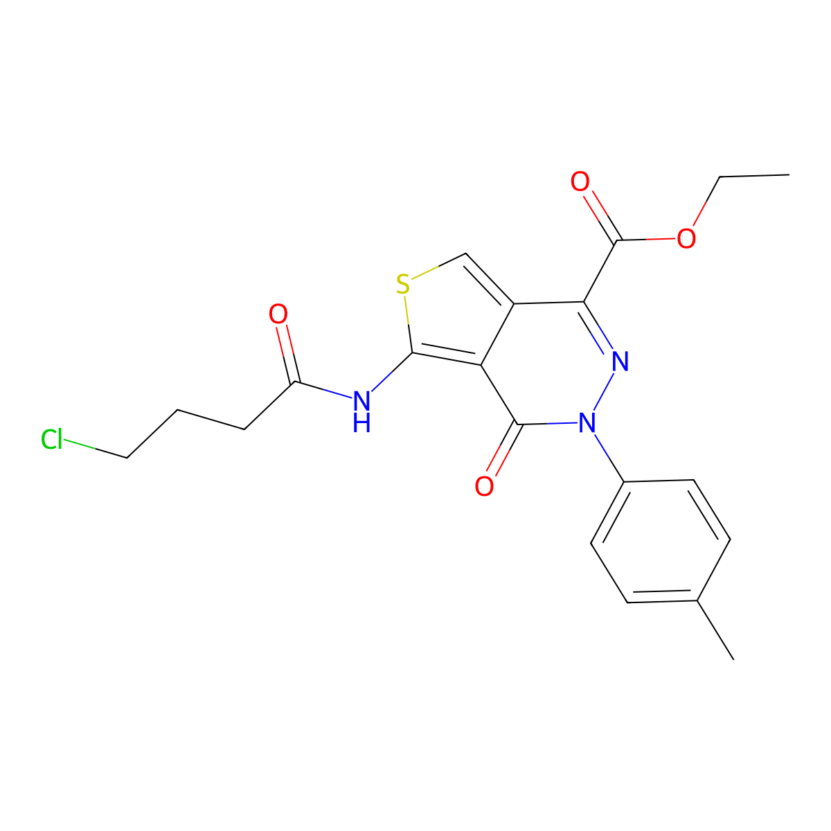 Ethyl 5-(4-chlorobutanoylamino)-3-(4-methylphenyl)-4-oxothieno[3,4-d]pyridazine-1-carboxylate molecular structure, CAS 851948-00-0
