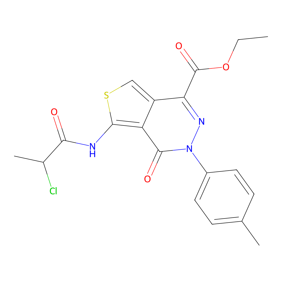 Ethyl 5-(2-chloropropanoylamino)-3-(4-methylphenyl)-4-oxothieno[3,4-d]pyridazine-1-carboxylate molecular structure, CAS 851948-01-1