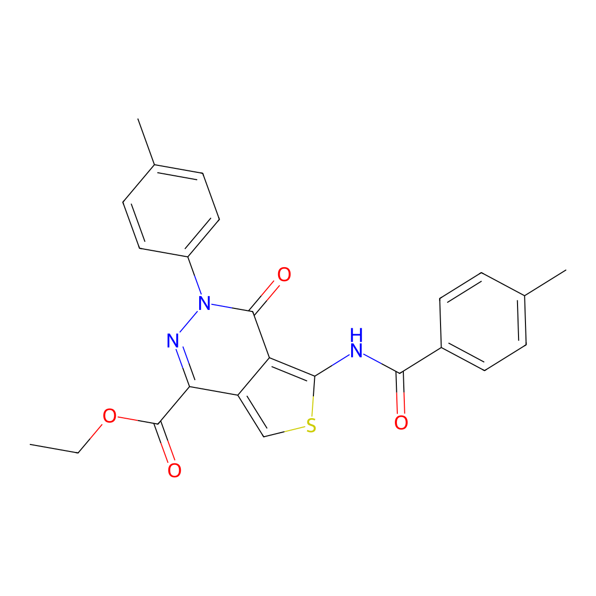 Ethyl 5-[(4-methylbenzoyl)amino]-3-(4-methylphenyl)-4-oxothieno[3,4-d]pyridazine-1-carboxylate molecular structure, CAS 851948-05-5