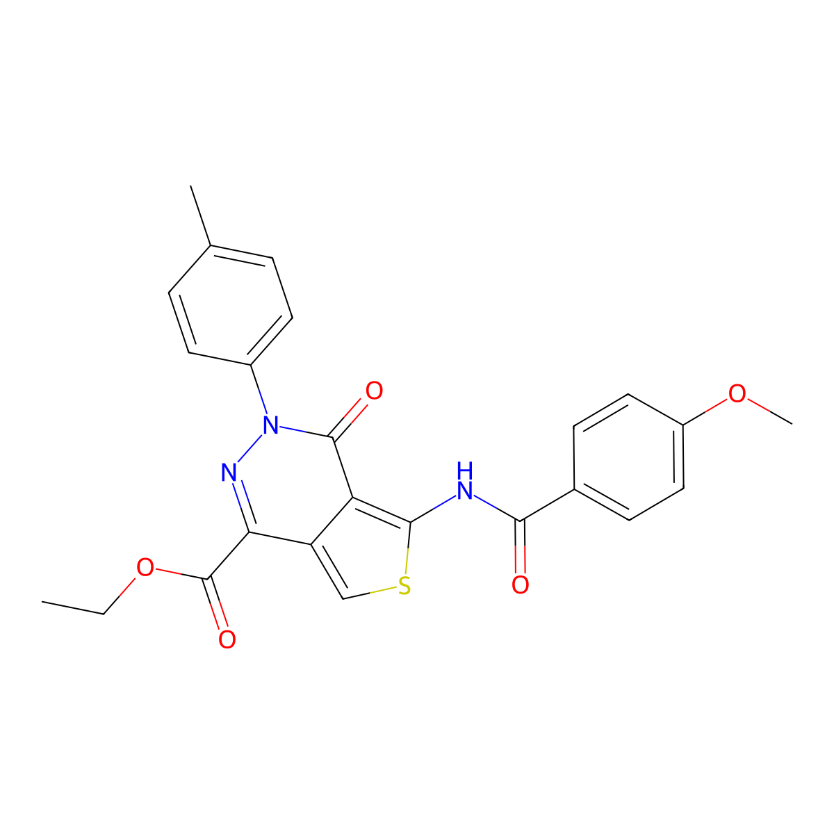 Ethyl 5-(4-methoxybenzamido)-4-oxo-3-(p-tolyl)-3,4-dihydrothieno[3,4-d]pyridazine-1-carboxylate molecular structure, CAS 851948-10-2