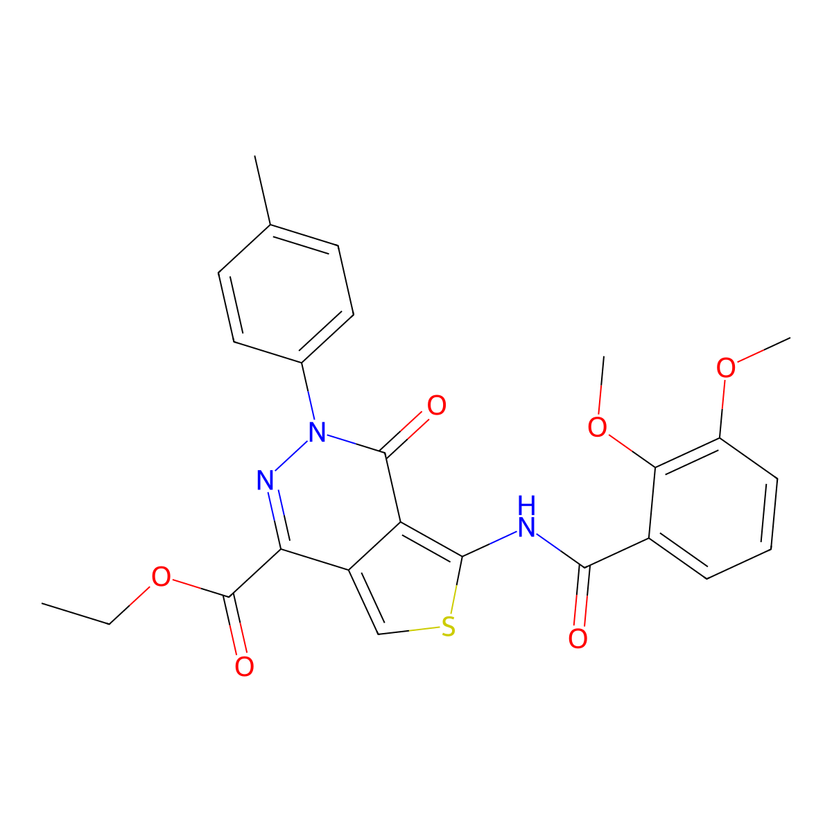 Ethyl 5-[(2,3-dimethoxybenzoyl)amino]-3-(4-methylphenyl)-4-oxothieno[3,4-d]pyridazine-1-carboxylate molecular structure, CAS 851948-17-9