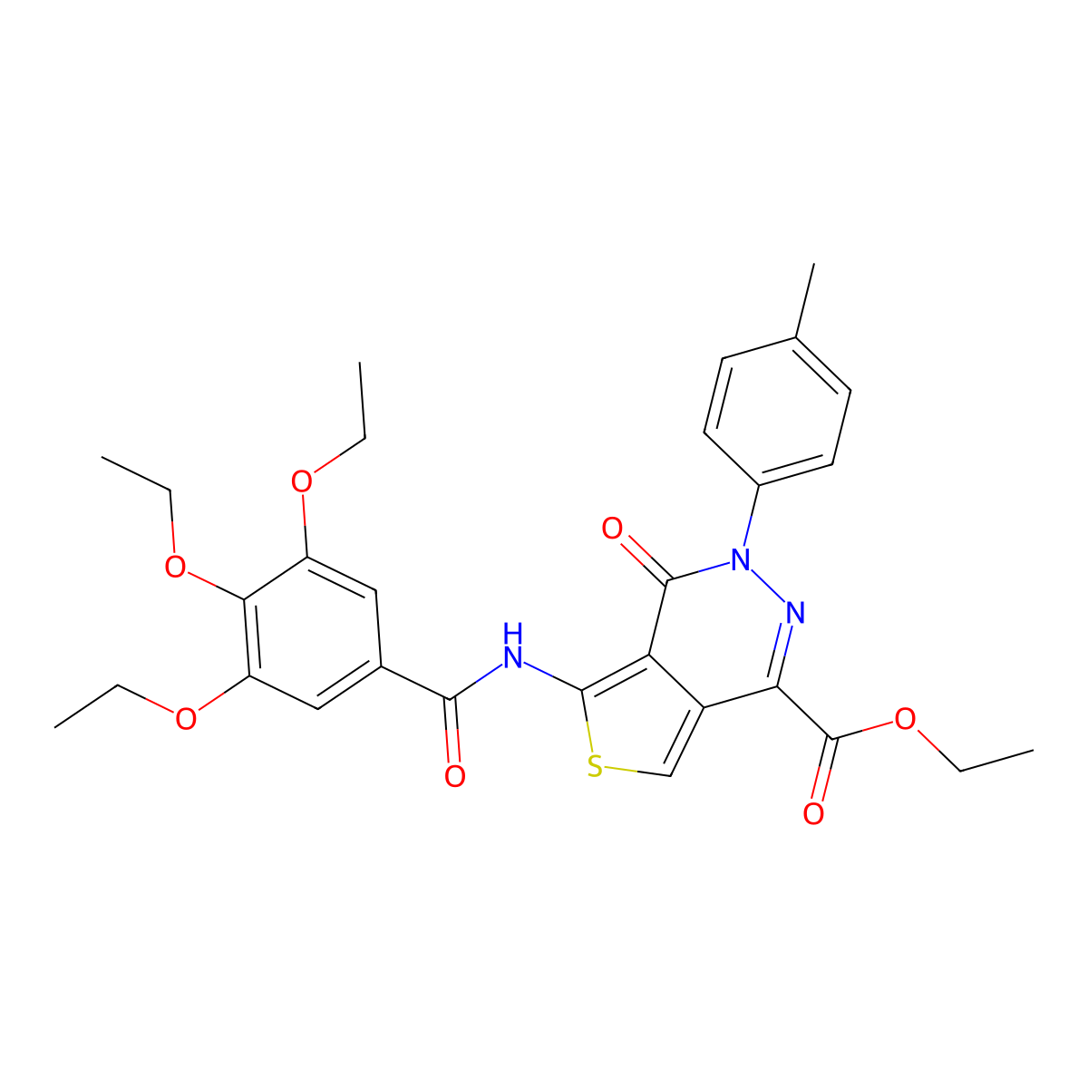 Ethyl 4-oxo-3-(p-tolyl)-5-(3,4,5-triethoxybenzamido)-3,4-dihydrothieno[3,4-d]pyridazine-1-carboxylate molecular structure, CAS 851948-22-6
