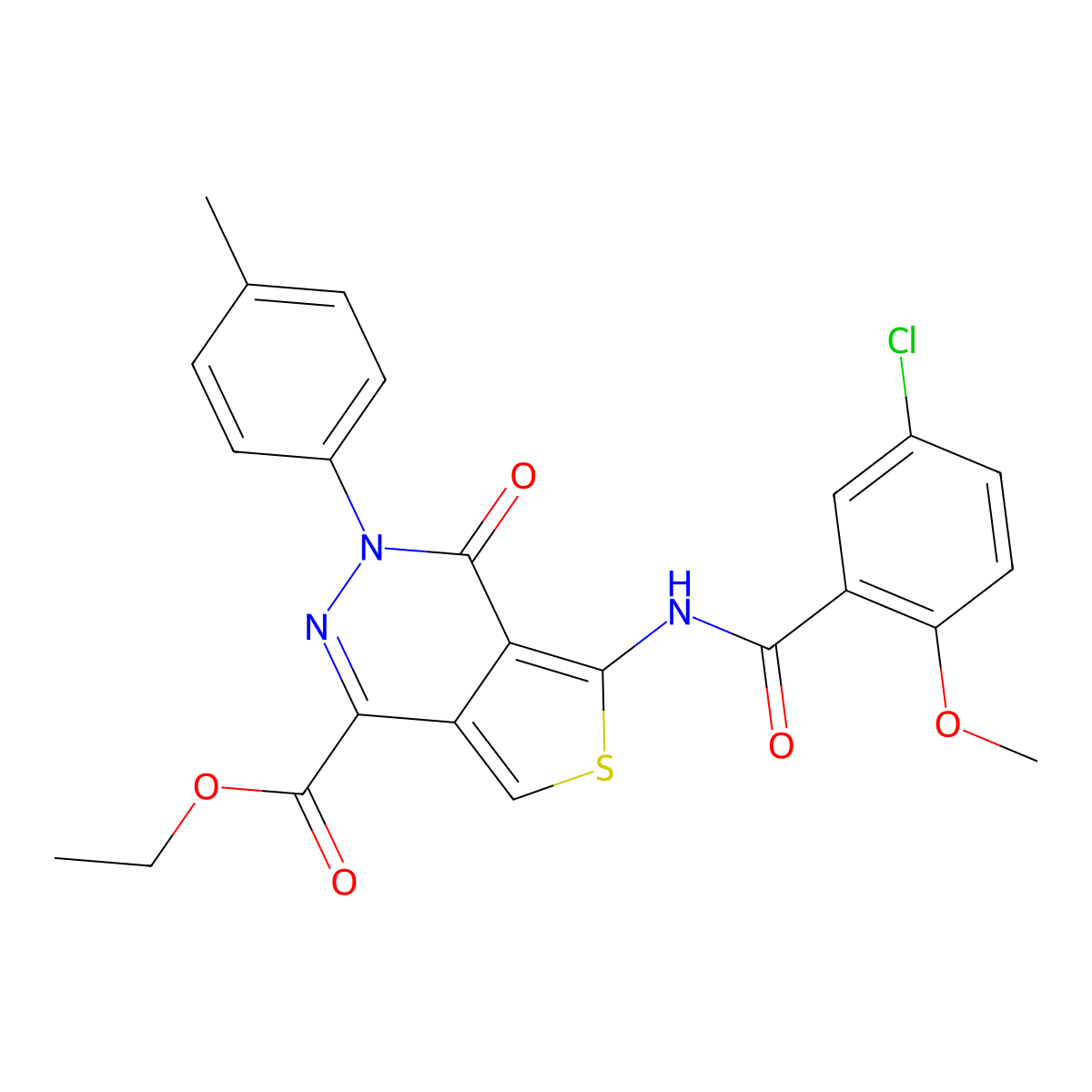 Ethyl 5-[(5-chloro-2-methoxybenzoyl)amino]-3-(4-methylphenyl)-4-oxothieno[3,4-d]pyridazine-1-carboxylate molecular structure, CAS 851948-37-3