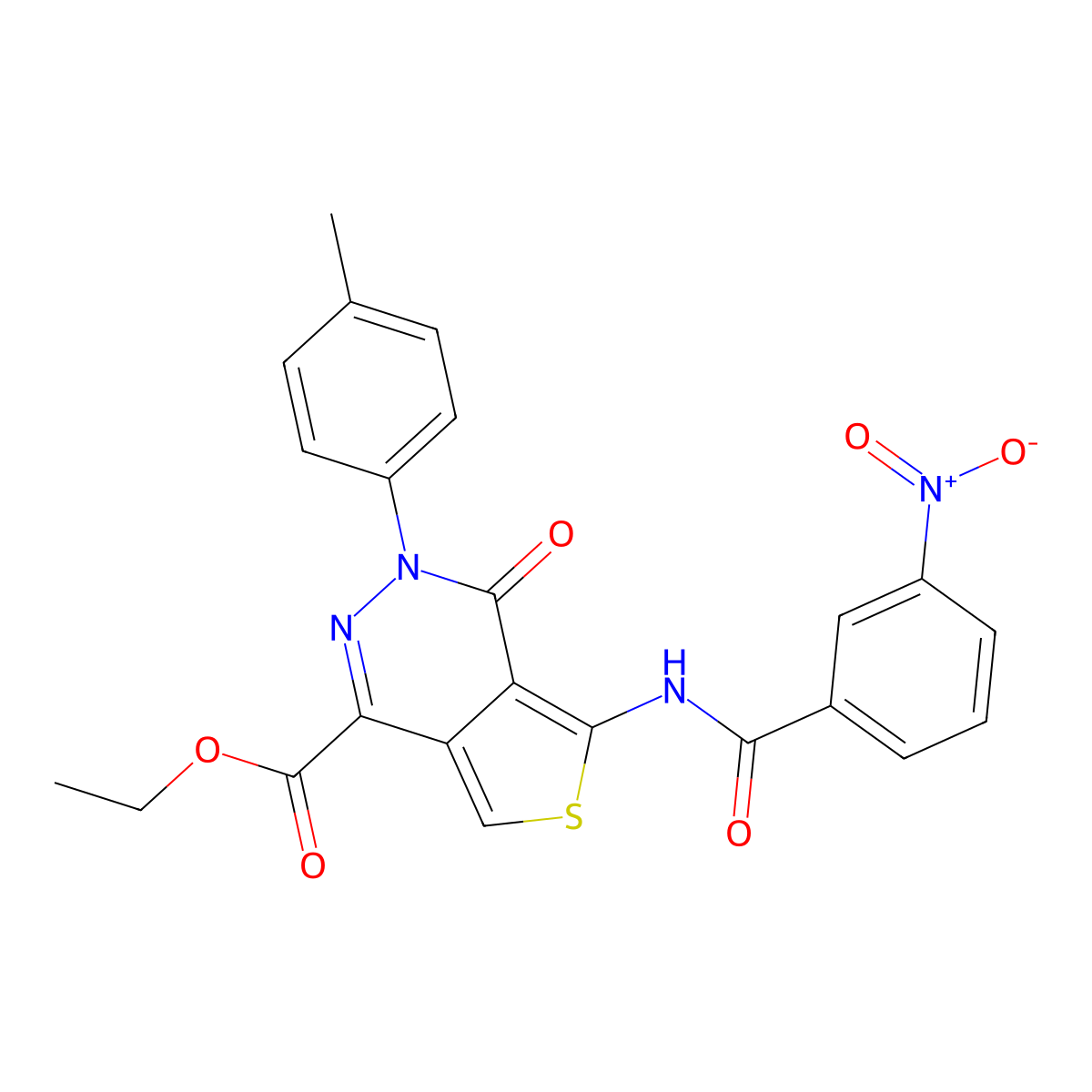 Ethyl 3-(4-methylphenyl)-5-[(3-nitrobenzoyl)amino]-4-oxothieno[3,4-d]pyridazine-1-carboxylate molecular structure, CAS 851948-39-5