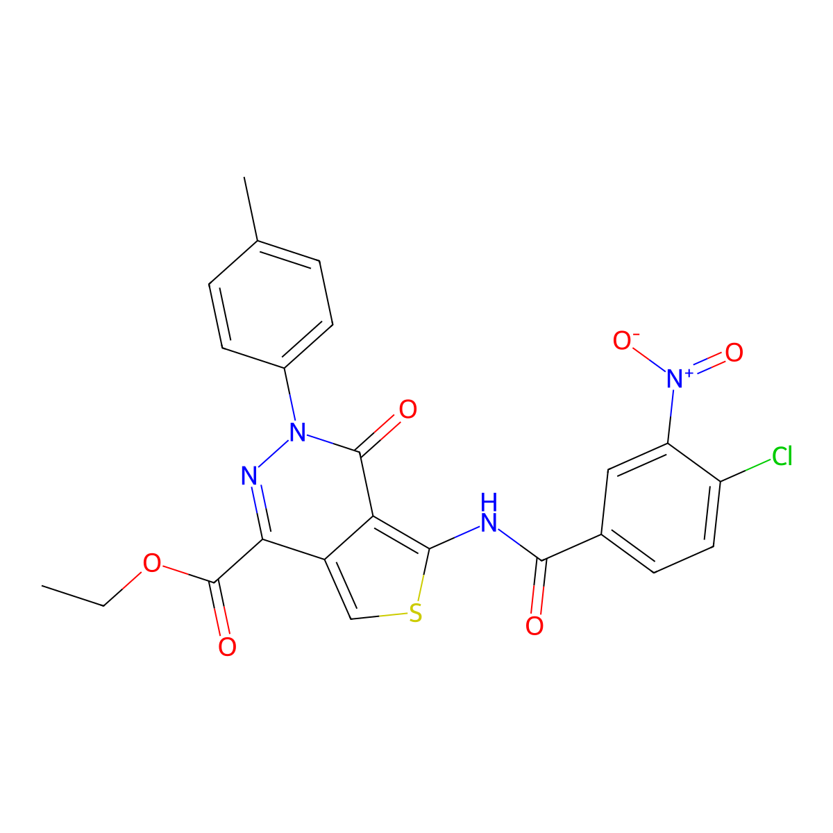 Ethyl 5-[(4-chloro-3-nitrobenzoyl)amino]-3-(4-methylphenyl)-4-oxothieno[3,4-d]pyridazine-1-carboxylate molecular structure, CAS 851948-44-2