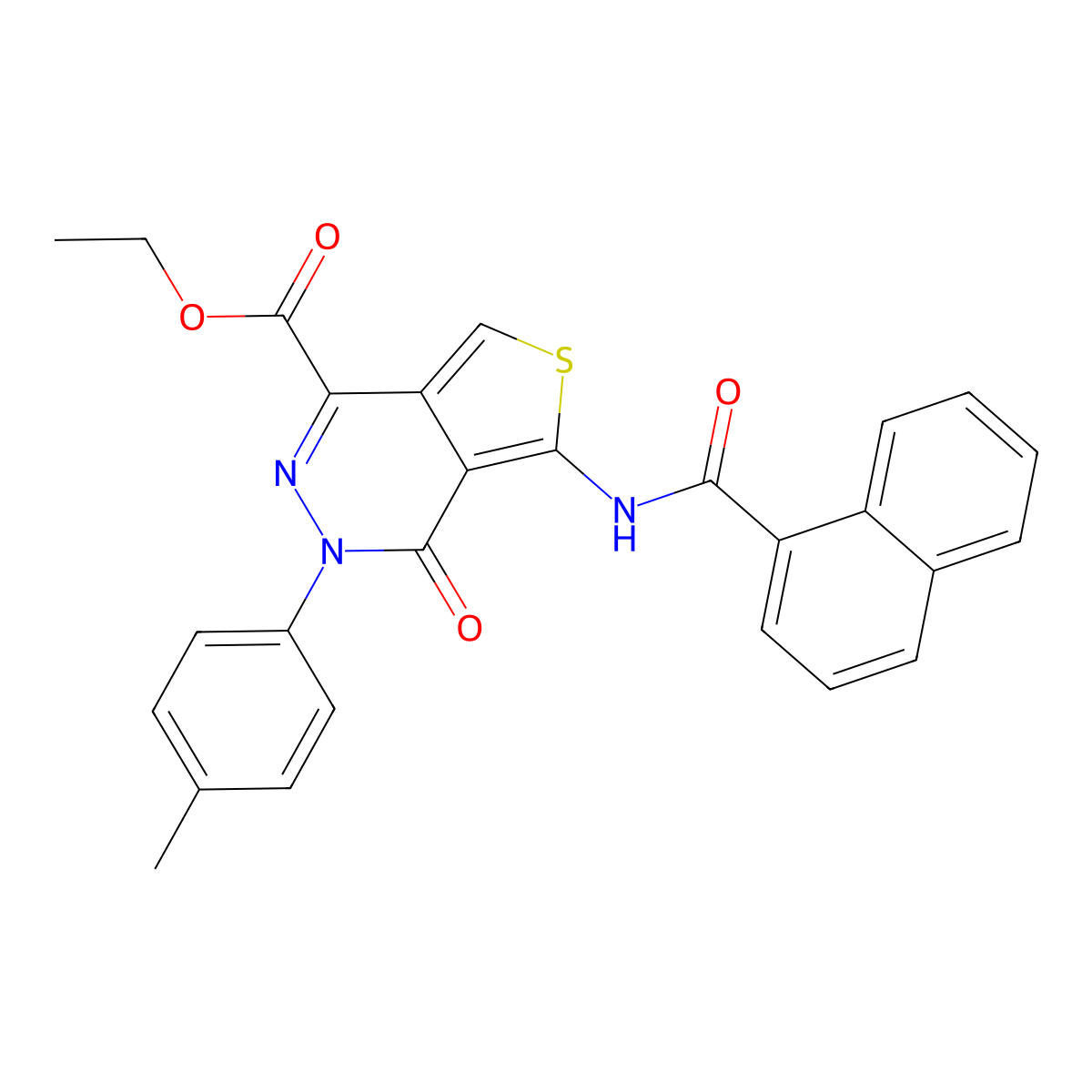 Ethyl 3-(4-methylphenyl)-5-(naphthalene-1-carbonylamino)-4-oxothieno[3,4-d]pyridazine-1-carboxylate molecular structure, CAS 851948-47-5