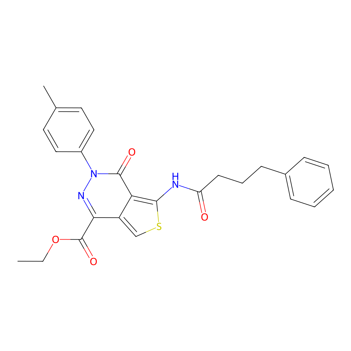 Ethyl 3-(4-methylphenyl)-4-oxo-5-(4-phenylbutanoylamino)thieno[3,4-d]pyridazine-1-carboxylate molecular structure, CAS 851948-68-0
