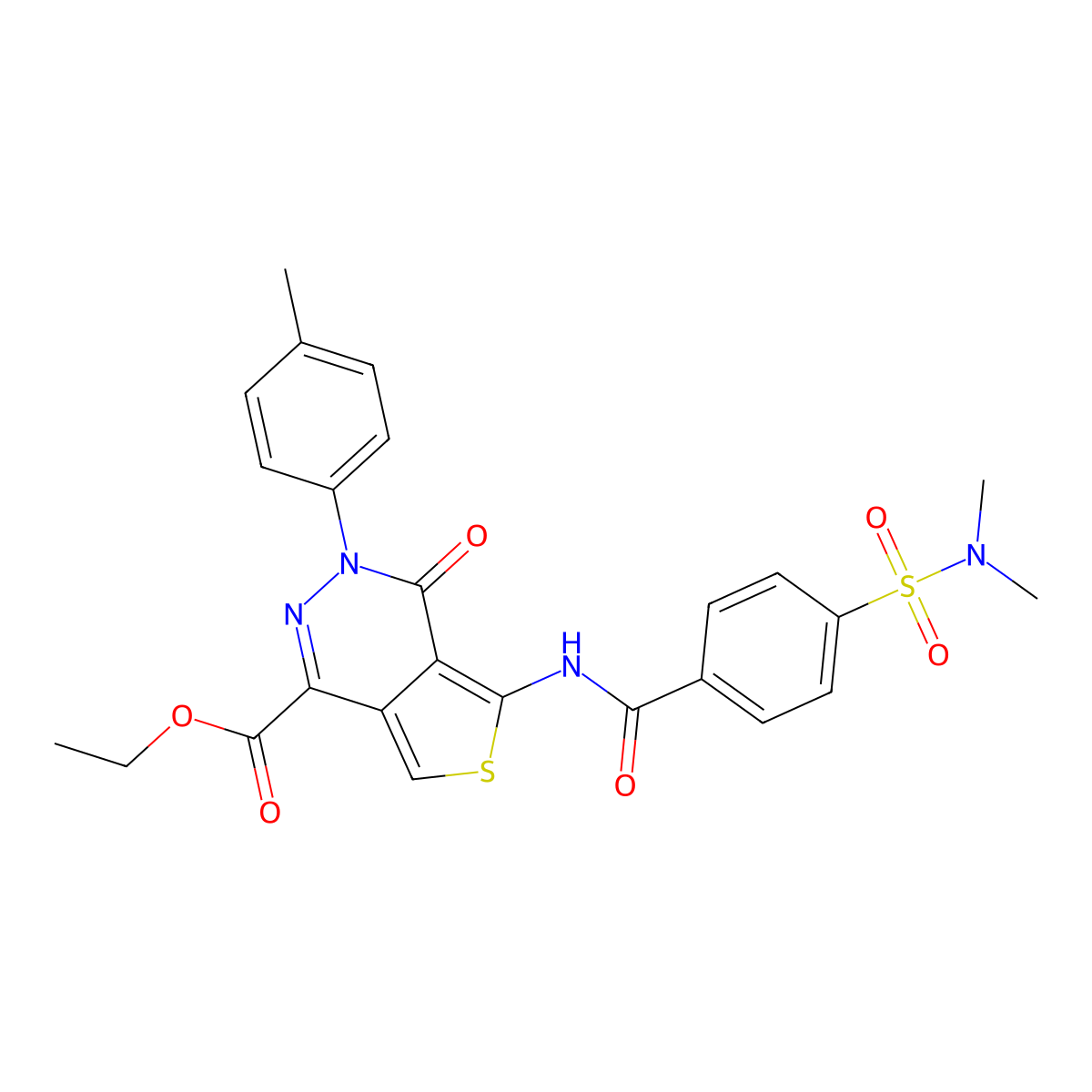 Ethyl 5-[[4-(dimethylsulfamoyl)benzoyl]amino]-3-(4-methylphenyl)-4-oxothieno[3,4-d]pyridazine-1-carboxylate molecular structure, CAS 851948-69-1