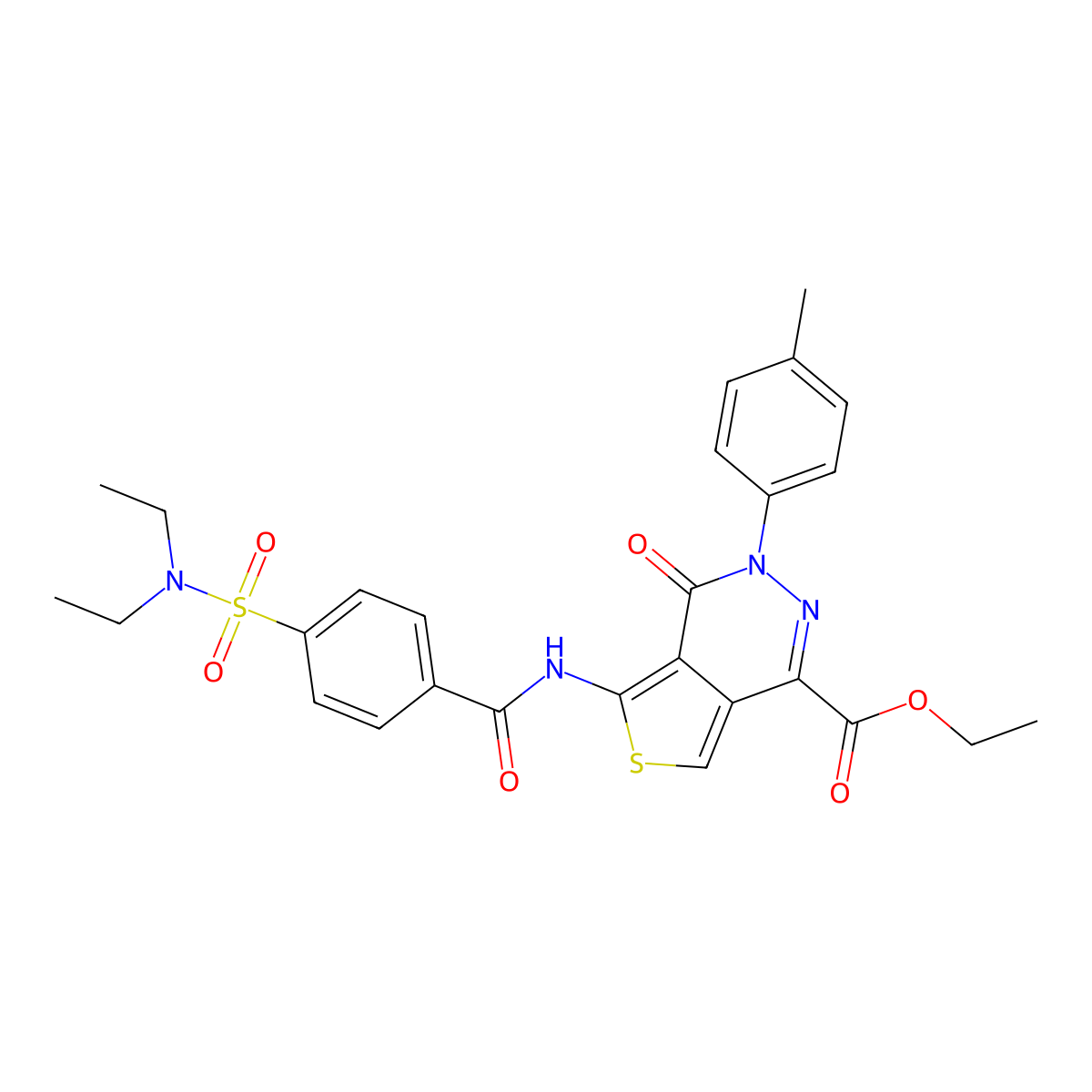 Ethyl 5-[[4-(diethylsulfamoyl)benzoyl]amino]-3-(4-methylphenyl)-4-oxothieno[3,4-d]pyridazine-1-carboxylate molecular structure, CAS 851948-70-4