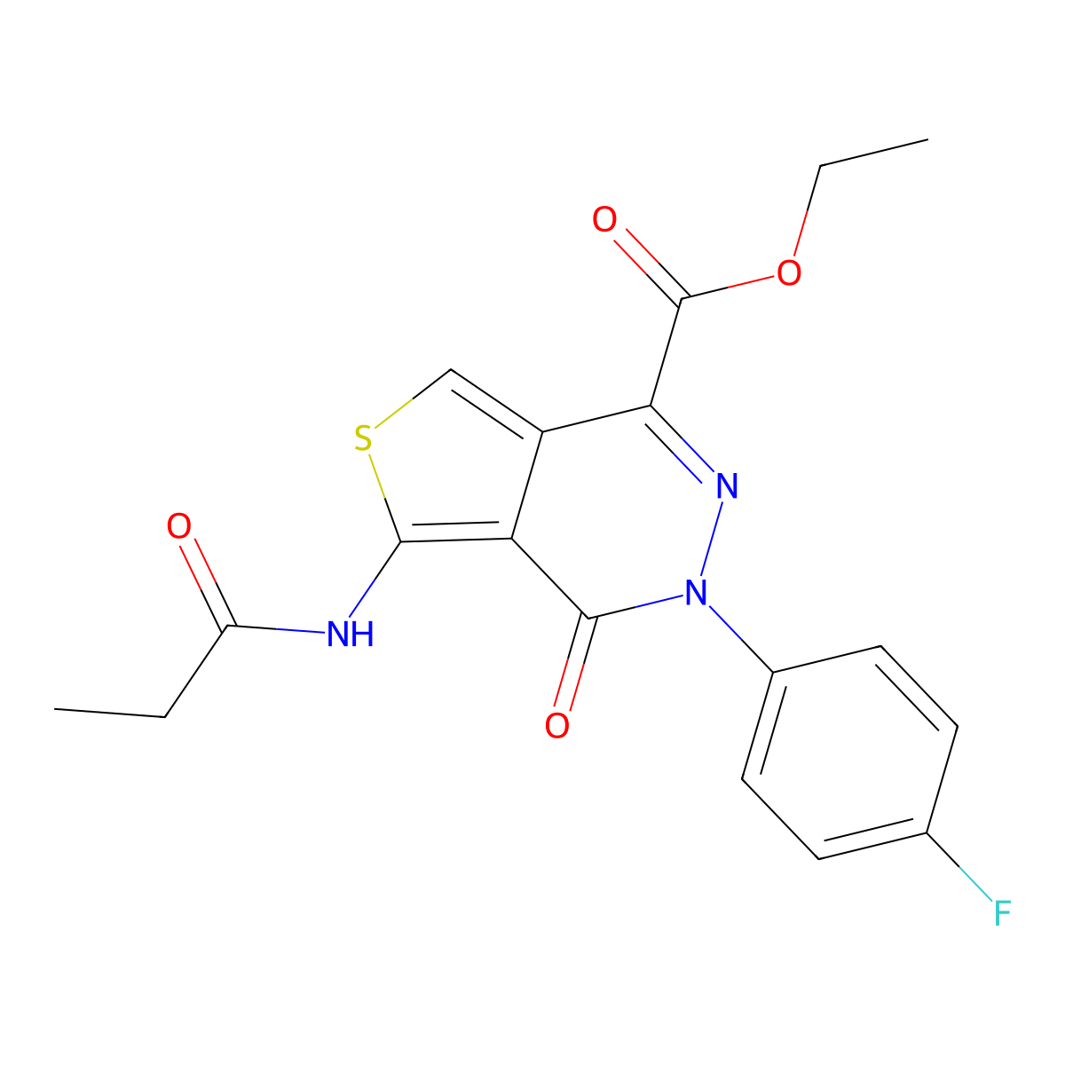 Ethyl 3-(4-fluorophenyl)-4-oxo-5-(propanoylamino)thieno[3,4-d]pyridazine-1-carboxylate molecular structure, CAS 851948-81-7