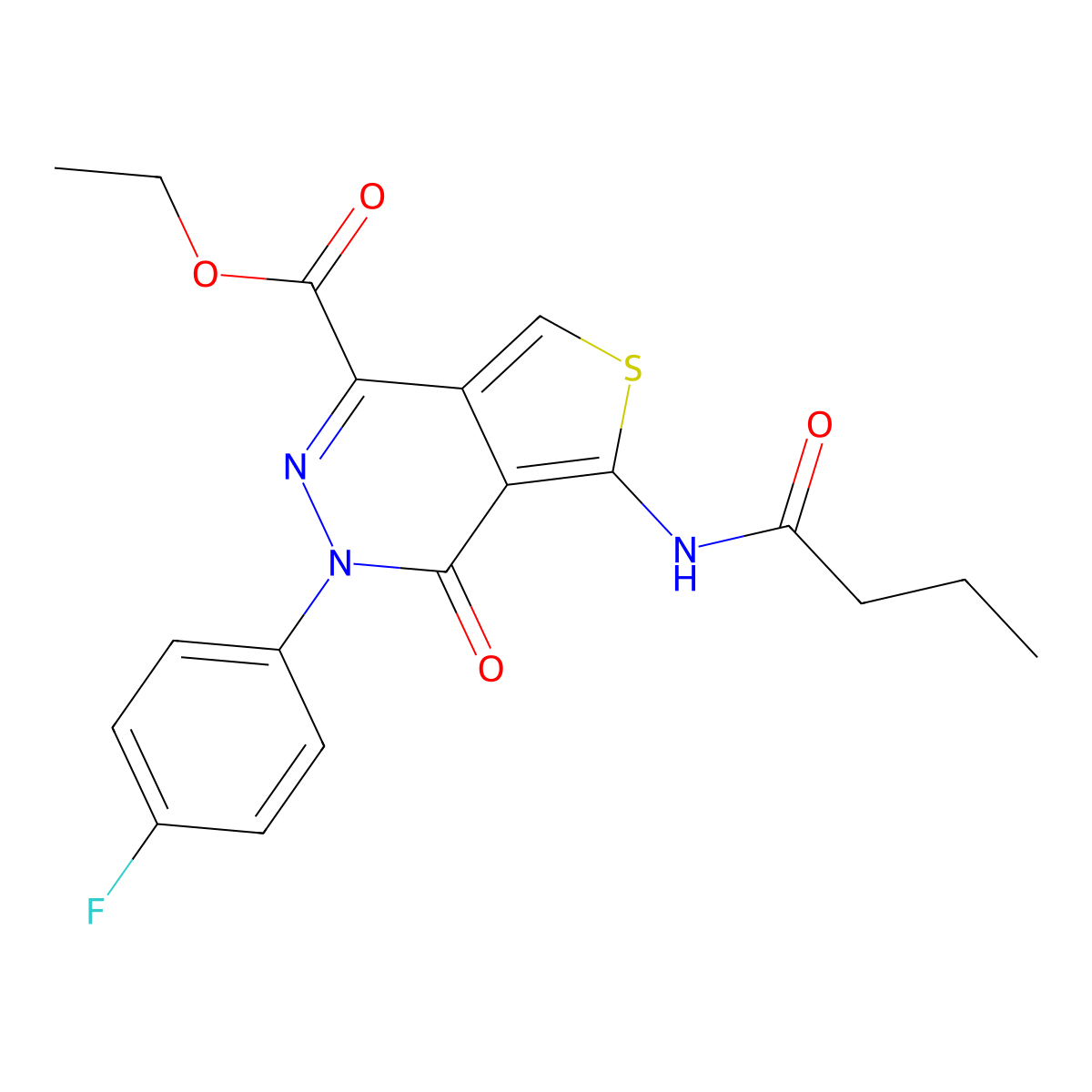 Ethyl 5-butyramido-3-(4-fluorophenyl)-4-oxo-3,4-dihydrothieno[3,4-d]pyridazine-1-carboxylate molecular structure, CAS 851948-82-8