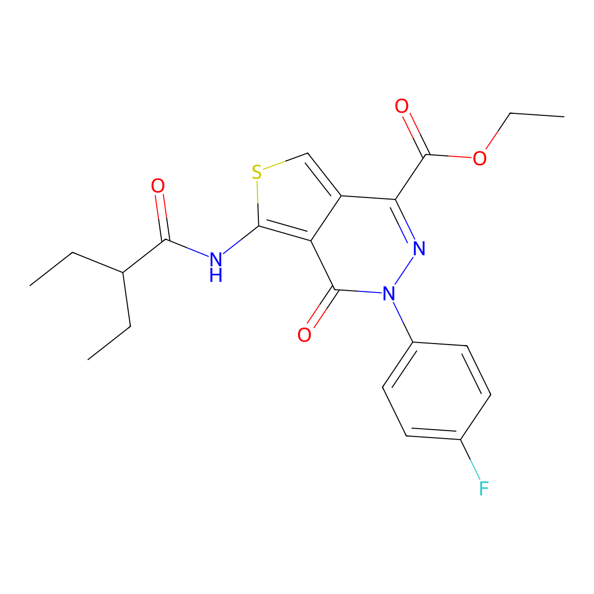 Ethyl 5-(2-ethylbutanamido)-3-(4-fluorophenyl)-4-oxo-3,4-dihydrothieno[3,4-d]pyridazine-1-carboxylate molecular structure, CAS 851948-88-4