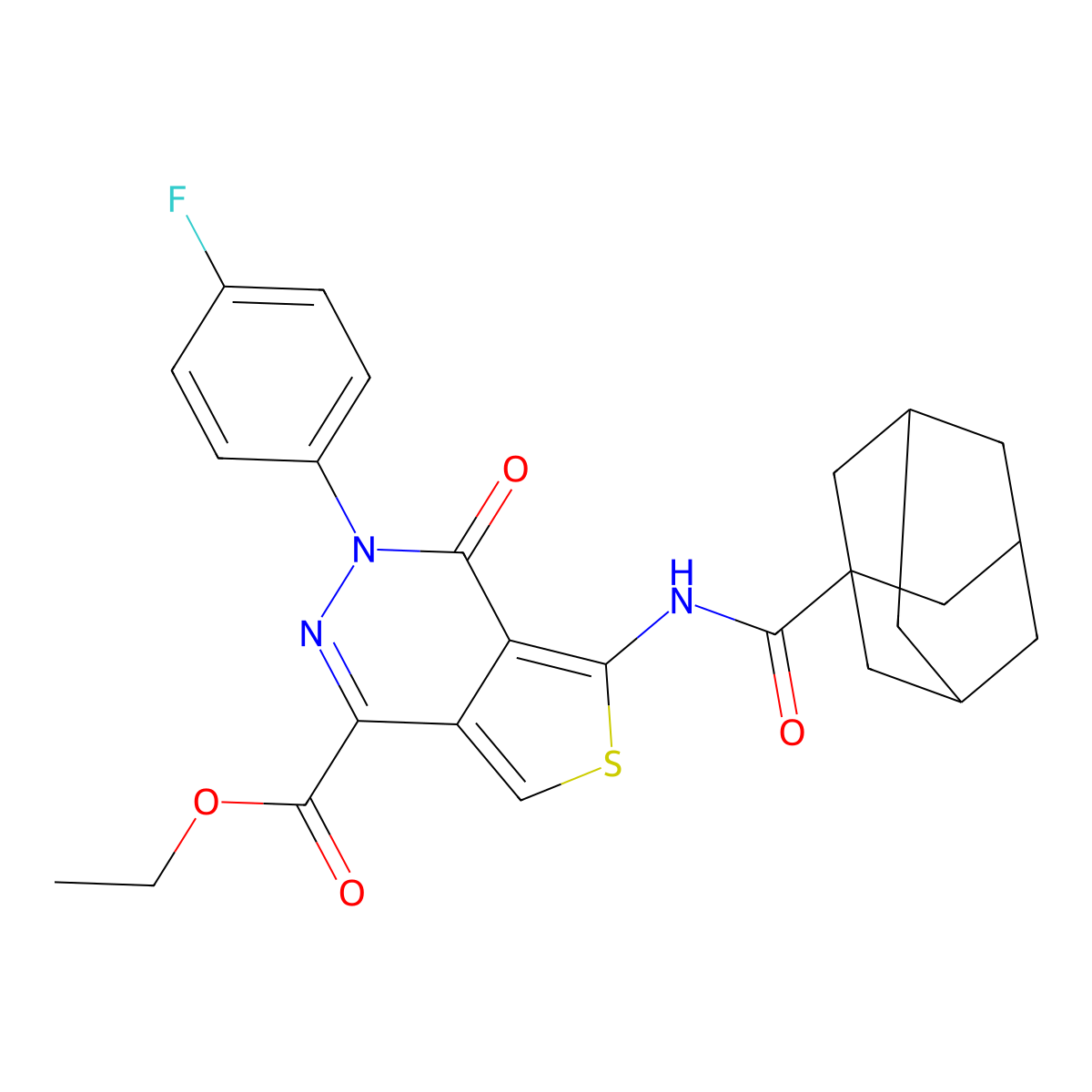 Ethyl 5-(adamantane-1-carbonylamino)-3-(4-fluorophenyl)-4-oxothieno[3,4-d]pyridazine-1-carboxylate molecular structure, CAS 851948-96-4