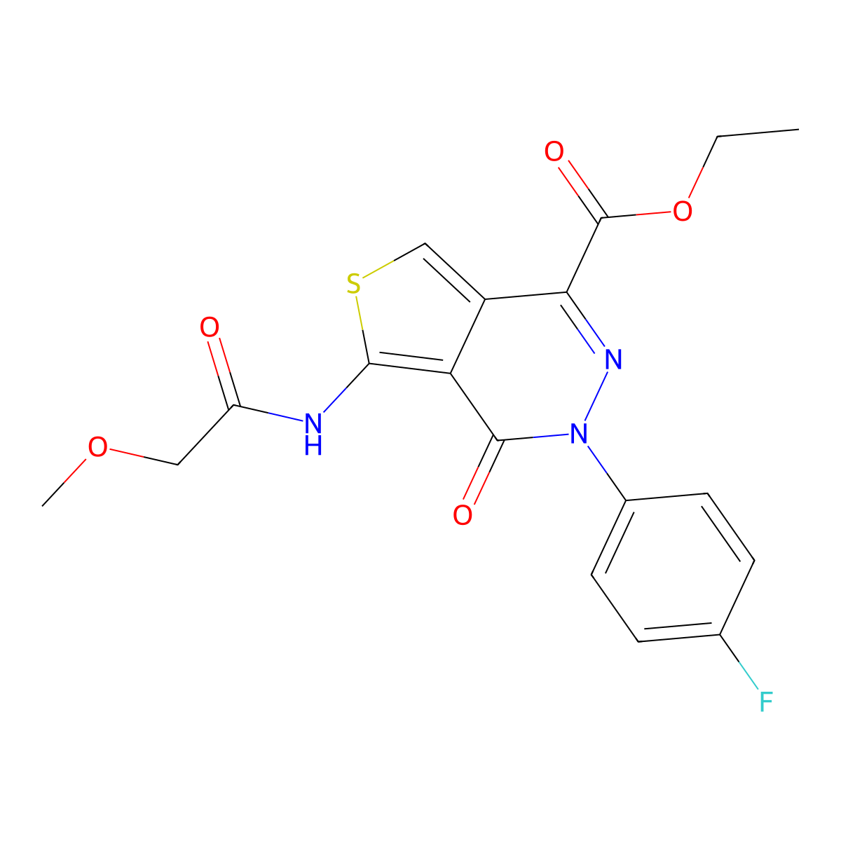 Ethyl 3-(4-fluorophenyl)-5-(2-methoxyacetamido)-4-oxo-3,4-dihydrothieno[3,4-d]pyridazine-1-carboxylate molecular structure, CAS 851948-97-5