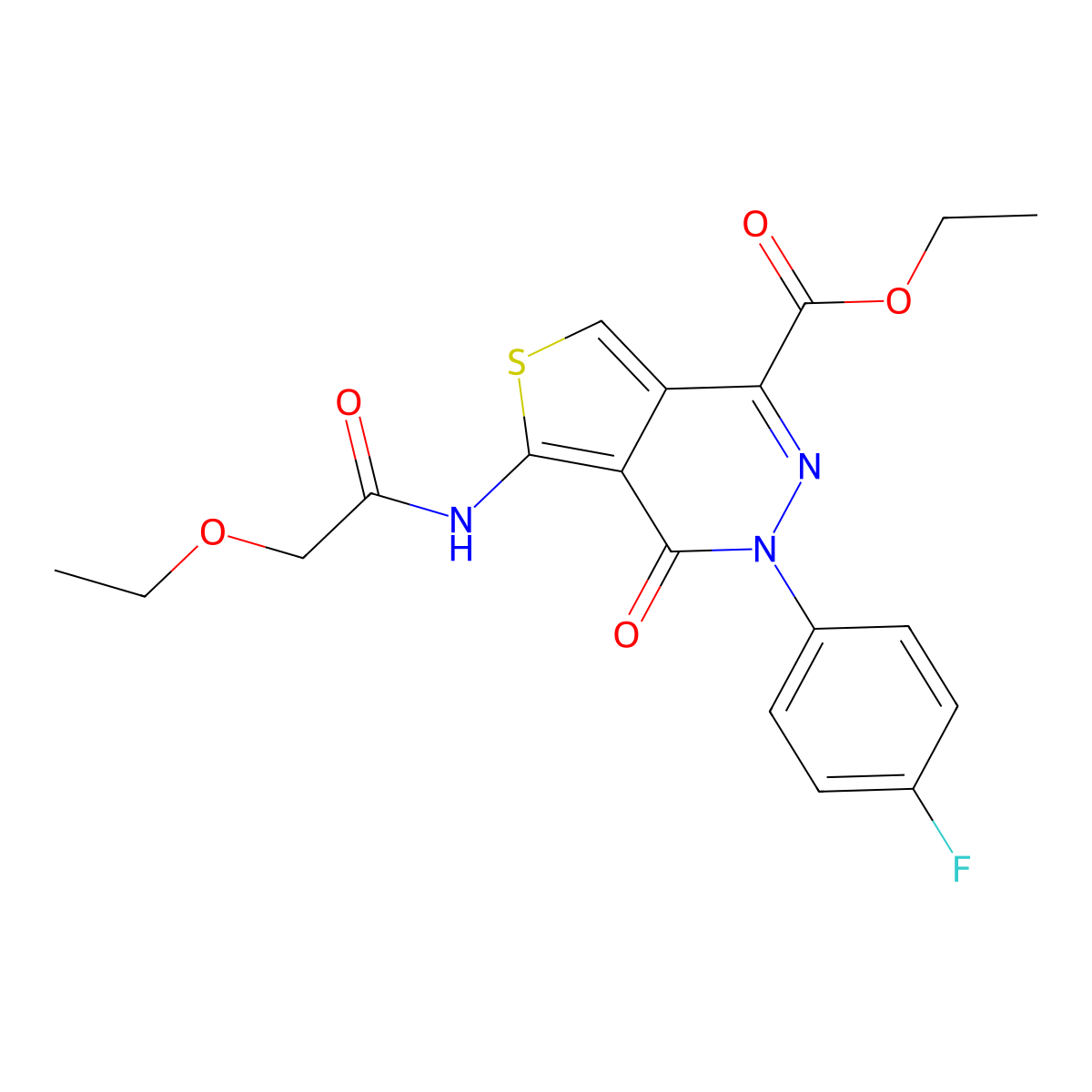 Ethyl 5-[(2-ethoxyacetyl)amino]-3-(4-fluorophenyl)-4-oxothieno[3,4-d]pyridazine-1-carboxylate molecular structure, CAS 851948-98-6