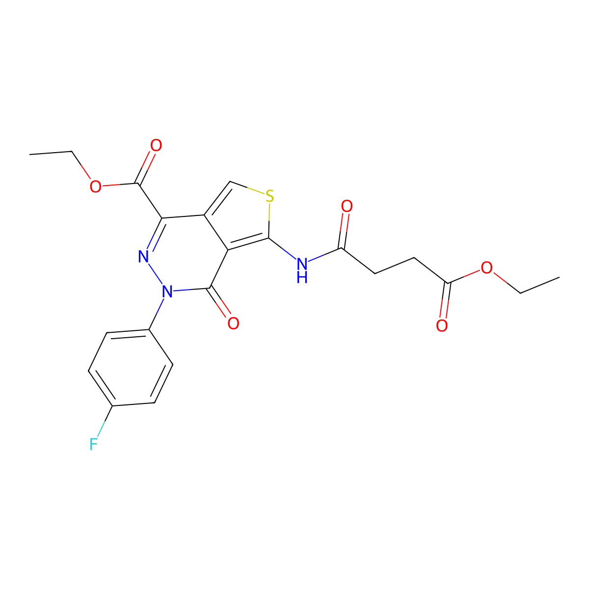 Ethyl 5-(4-ethoxy-4-oxobutanamido)-3-(4-fluorophenyl)-4-oxo-3,4-dihydrothieno[3,4-d]pyridazine-1-carboxylate molecular structure, CAS 851948-99-7