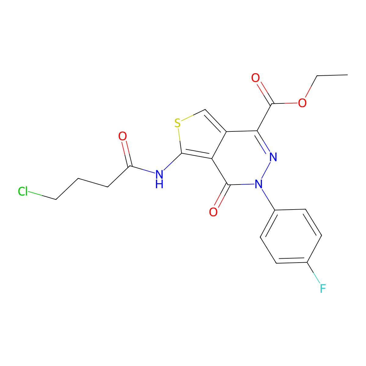 Ethyl 5-(4-chlorobutanoylamino)-3-(4-fluorophenyl)-4-oxothieno[3,4-d]pyridazine-1-carboxylate molecular structure, CAS 851949-04-7