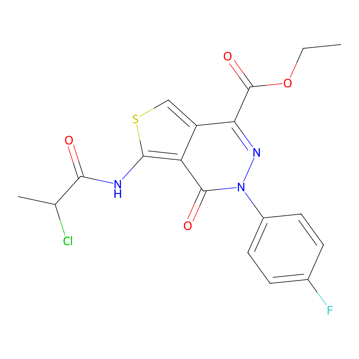Ethyl 5-(2-chloropropanoylamino)-3-(4-fluorophenyl)-4-oxothieno[3,4-d]pyridazine-1-carboxylate molecular structure, CAS 851949-05-8