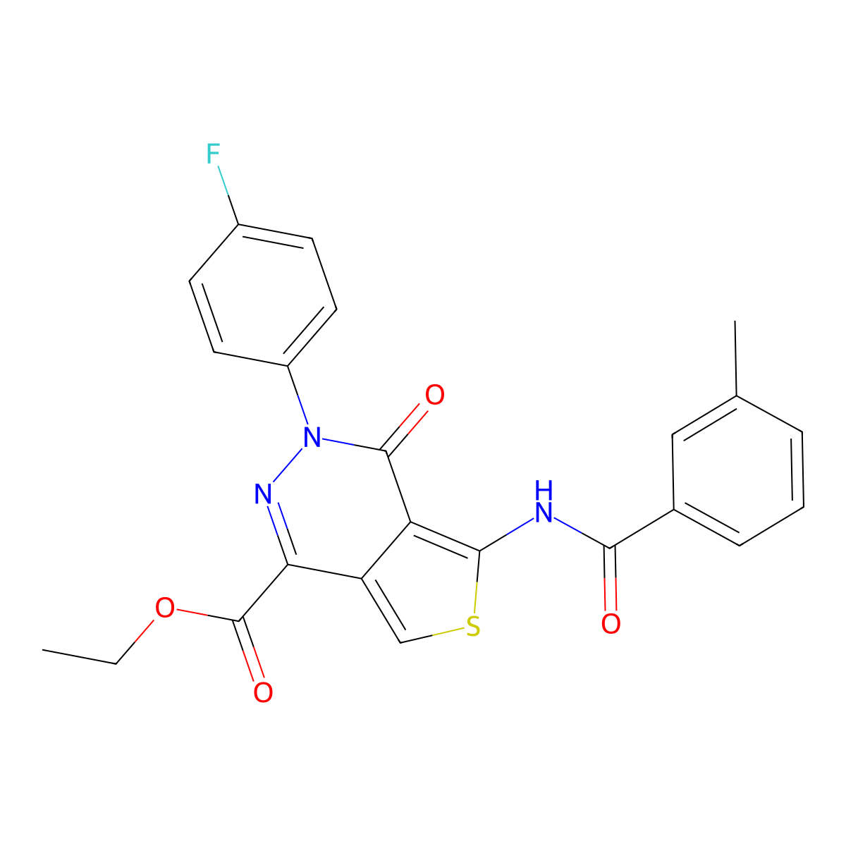 Ethyl 3-(4-fluorophenyl)-5-(3-methylbenzamido)-4-oxo-3,4-dihydrothieno[3,4-d]pyridazine-1-carboxylate molecular structure, CAS 851949-08-1