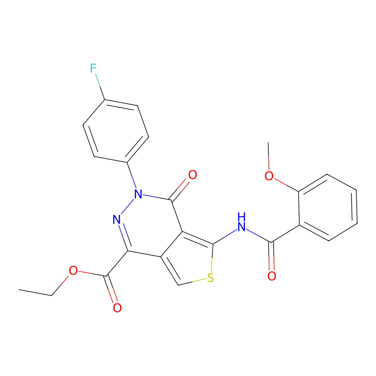 Ethyl 3-(4-fluorophenyl)-5-(2-methoxybenzamido)-4-oxo-3,4-dihydrothieno[3,4-d]pyridazine-1-carboxylate molecular structure, CAS 851949-12-7