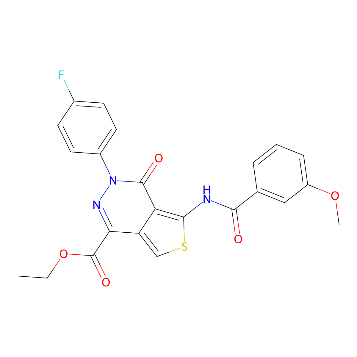 Ethyl 3-(4-fluorophenyl)-5-[(3-methoxybenzoyl)amino]-4-oxothieno[3,4-d]pyridazine-1-carboxylate molecular structure, CAS 851949-13-8