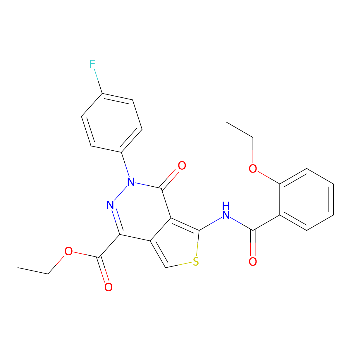 Ethyl 5-(2-ethoxybenzamido)-3-(4-fluorophenyl)-4-oxo-3,4-dihydrothieno[3,4-d]pyridazine-1-carboxylate molecular structure, CAS 851949-15-0