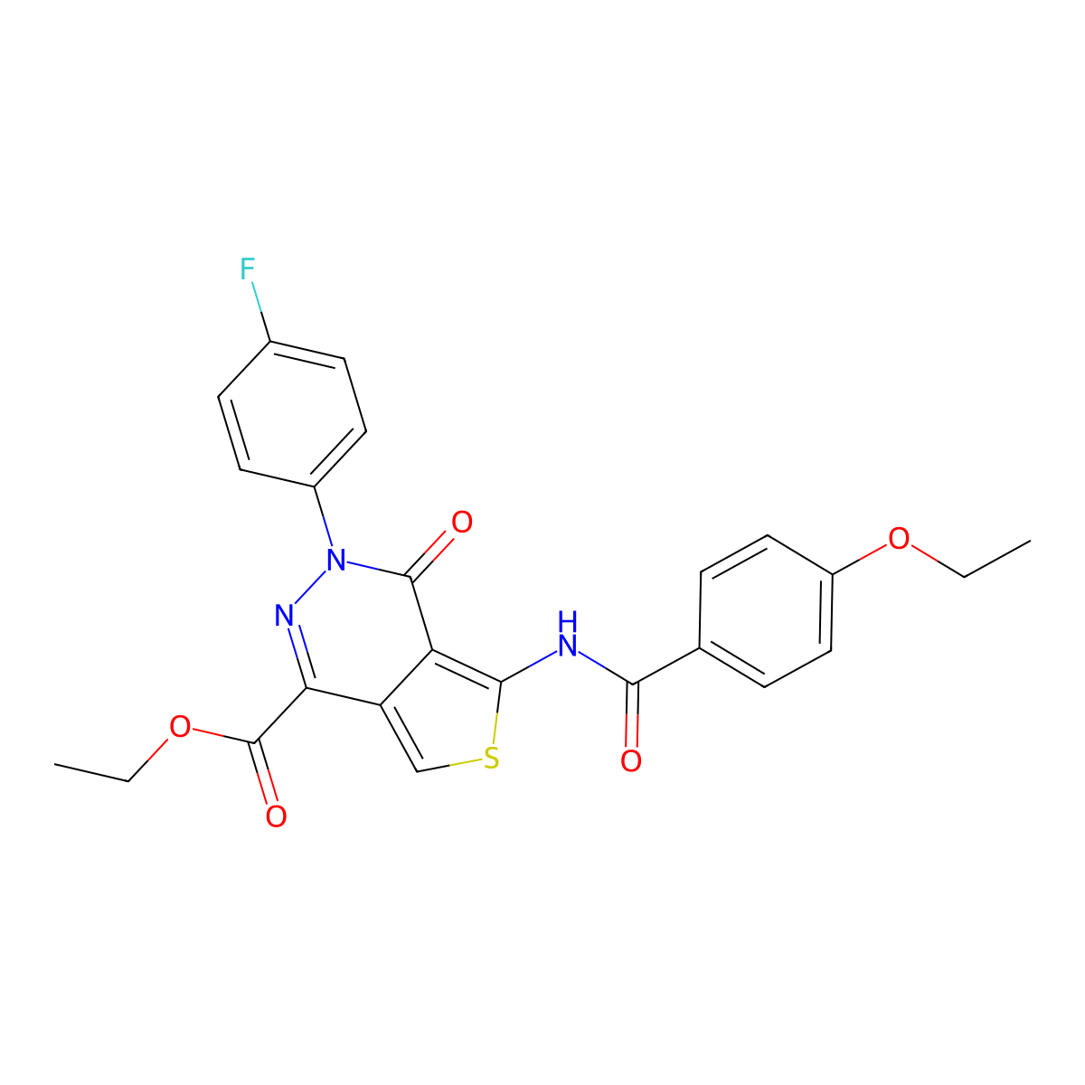 Ethyl 5-(4-ethoxybenzamido)-3-(4-fluorophenyl)-4-oxo-3,4-dihydrothieno[3,4-d]pyridazine-1-carboxylate molecular structure, CAS 851949-16-1