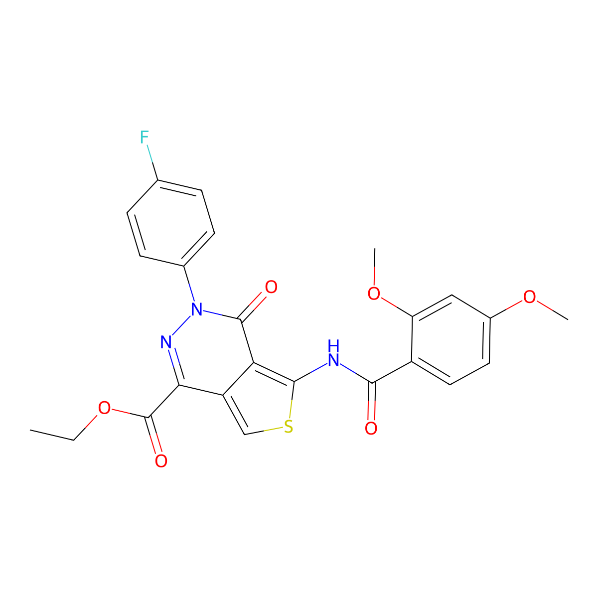 Ethyl 5-(2,4-dimethoxybenzamido)-3-(4-fluorophenyl)-4-oxo-3,4-dihydrothieno[3,4-d]pyridazine-1-carboxylate molecular structure, CAS 851949-18-3