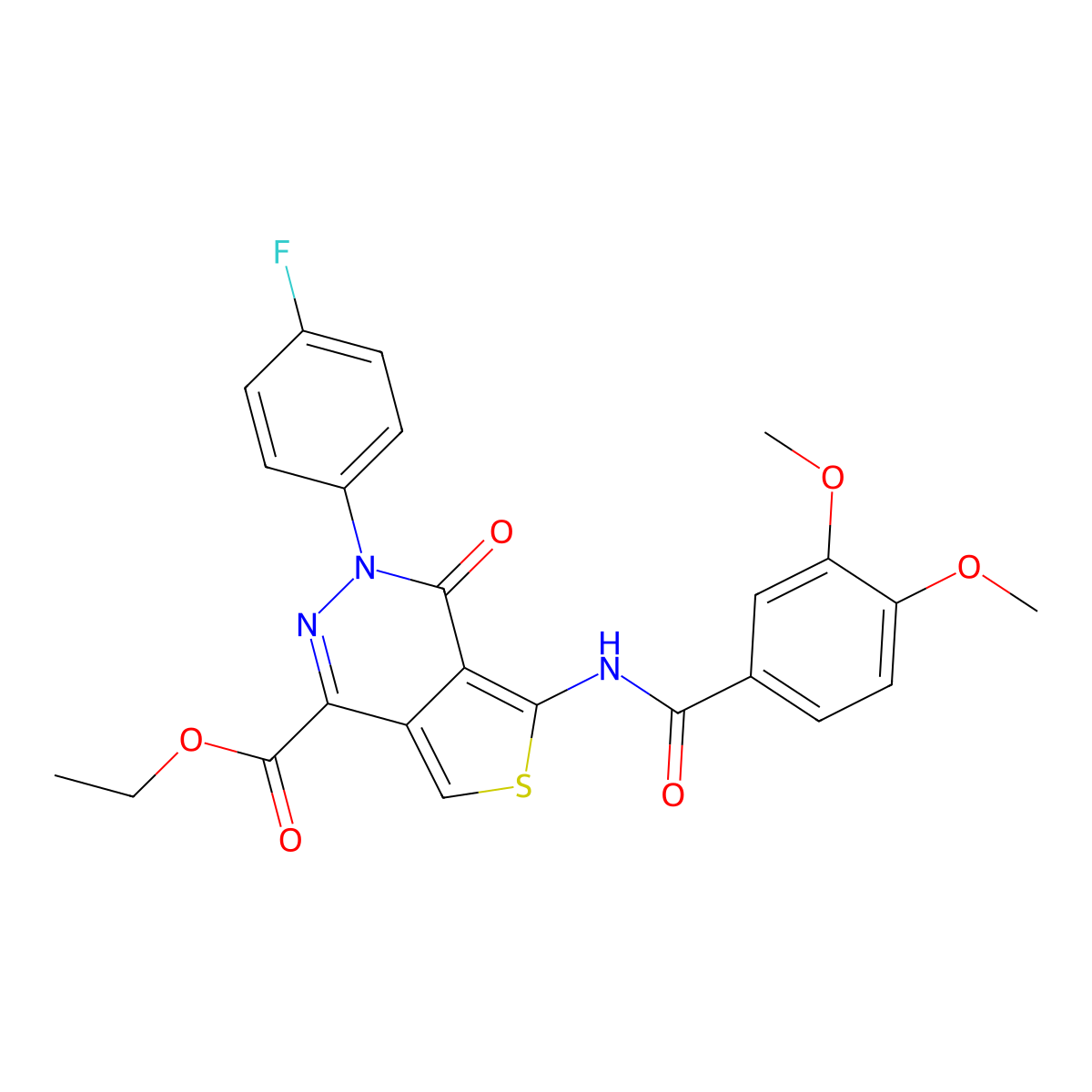 Ethyl 5-(3,4-dimethoxybenzamido)-3-(4-fluorophenyl)-4-oxo-3,4-dihydrothieno[3,4-d]pyridazine-1-carboxylate molecular structure, CAS 851949-19-4