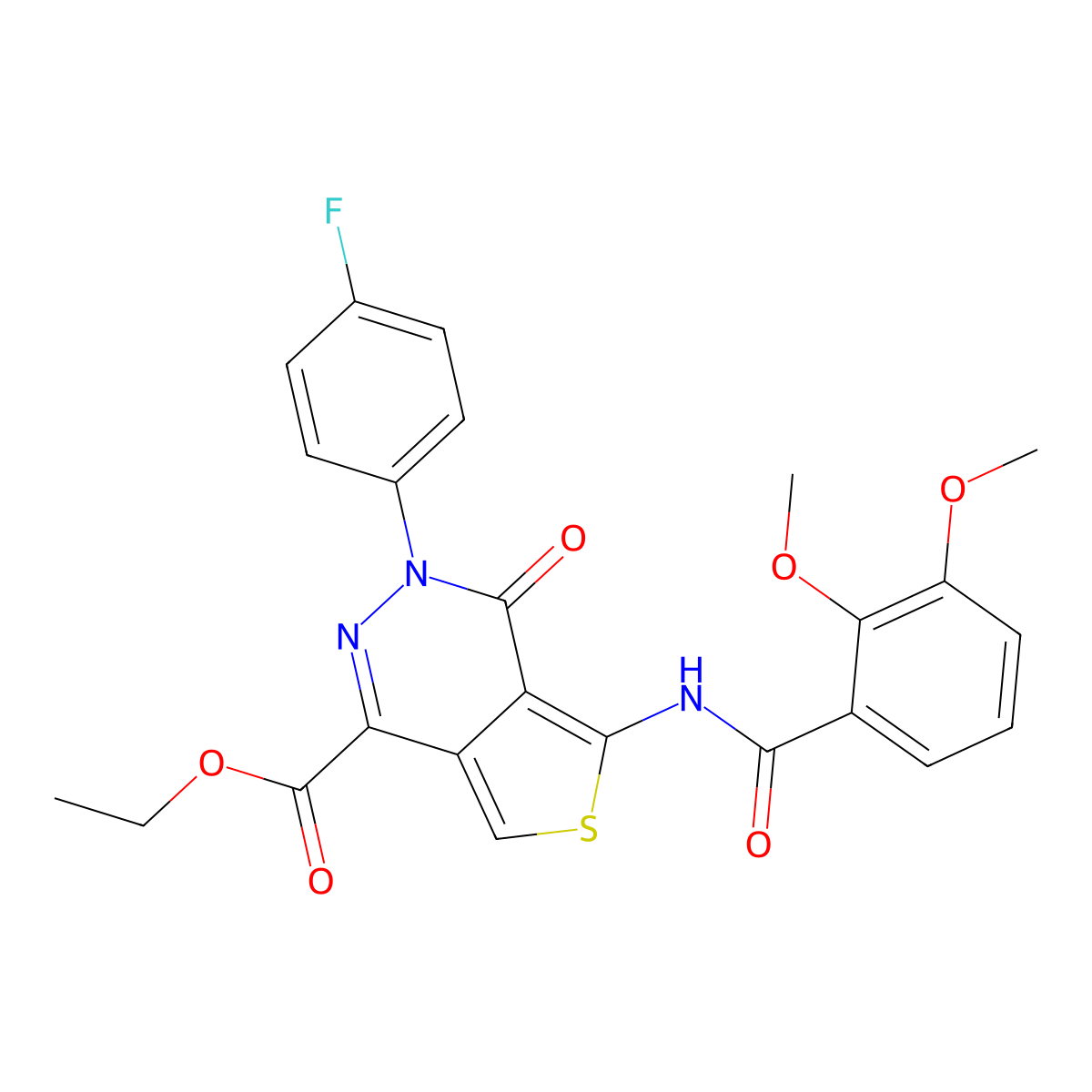 Ethyl 5-(2,3-dimethoxybenzamido)-3-(4-fluorophenyl)-4-oxo-3,4-dihydrothieno[3,4-d]pyridazine-1-carboxylate molecular structure, CAS 851949-20-7
