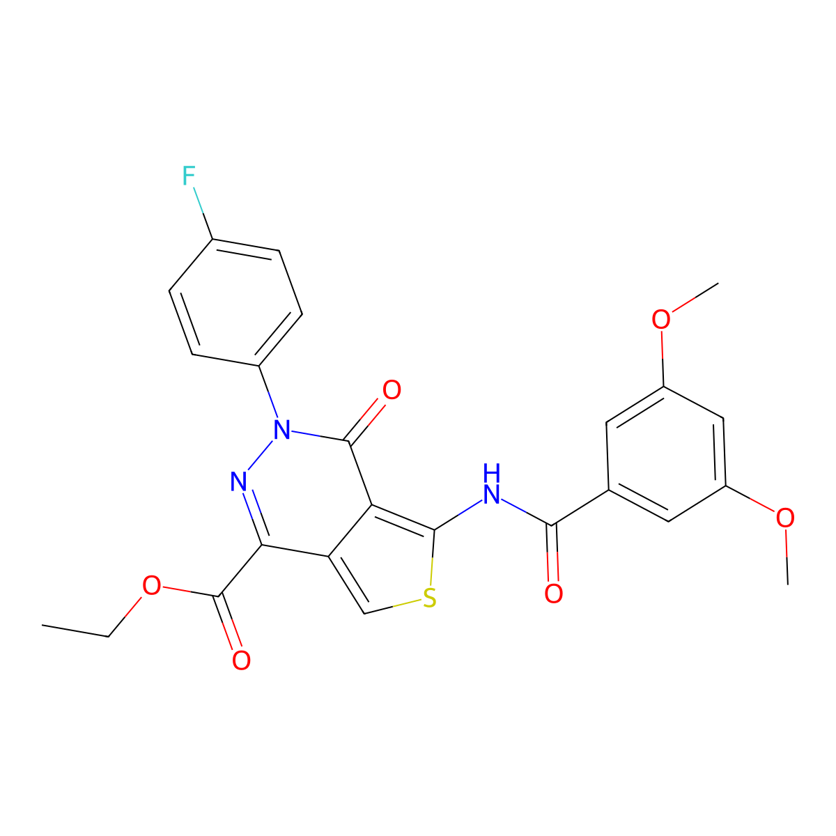 Ethyl 5-[(3,5-dimethoxybenzoyl)amino]-3-(4-fluorophenyl)-4-oxothieno[3,4-d]pyridazine-1-carboxylate molecular structure, CAS 851949-21-8