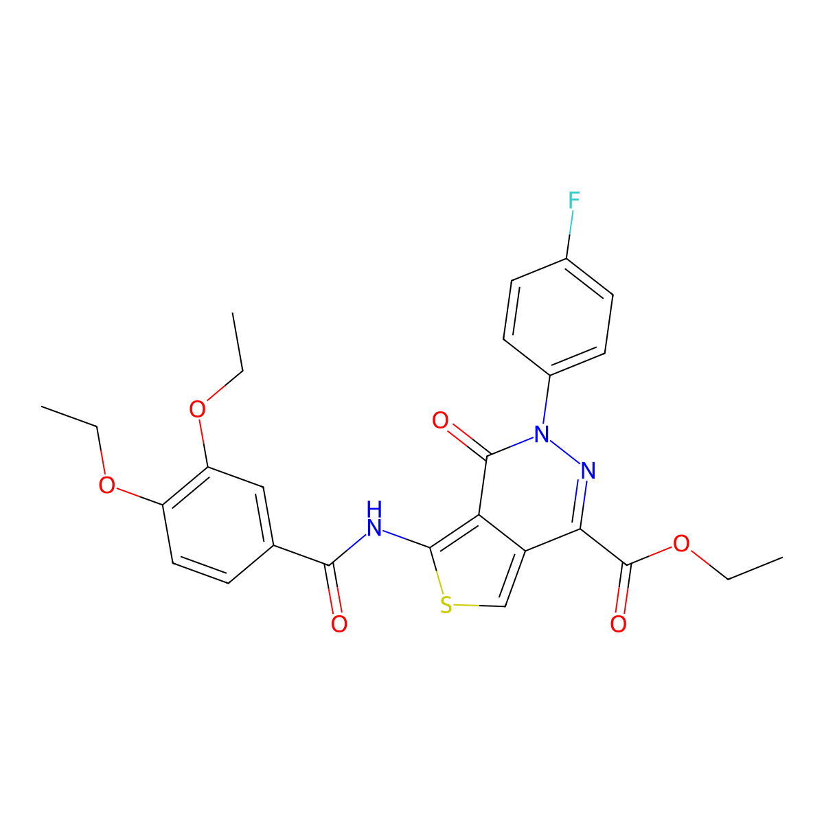 Ethyl 5-[(3,4-diethoxybenzoyl)amino]-3-(4-fluorophenyl)-4-oxothieno[3,4-d]pyridazine-1-carboxylate molecular structure, CAS 851949-23-0