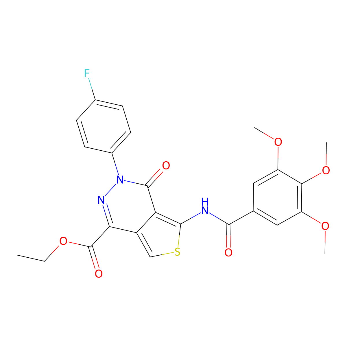 Ethyl 3-(4-fluorophenyl)-4-oxo-5-[(3,4,5-trimethoxybenzoyl)amino]thieno[3,4-d]pyridazine-1-carboxylate molecular structure, CAS 851949-24-1