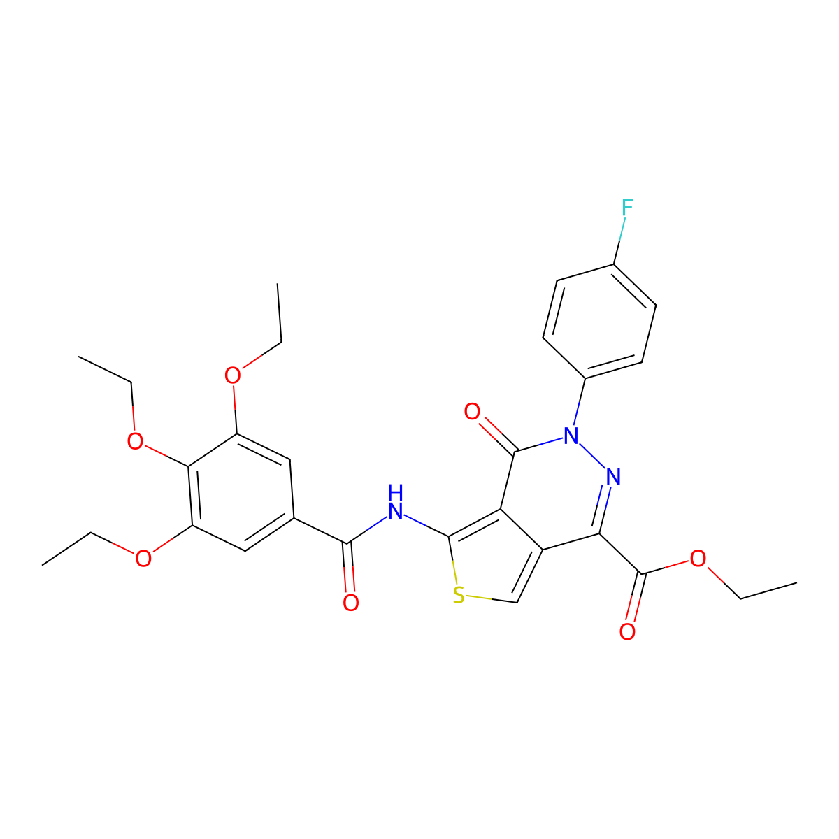 Ethyl 3-(4-fluorophenyl)-4-oxo-5-[(3,4,5-triethoxybenzoyl)amino]thieno[3,4-d]pyridazine-1-carboxylate molecular structure, CAS 851949-25-2