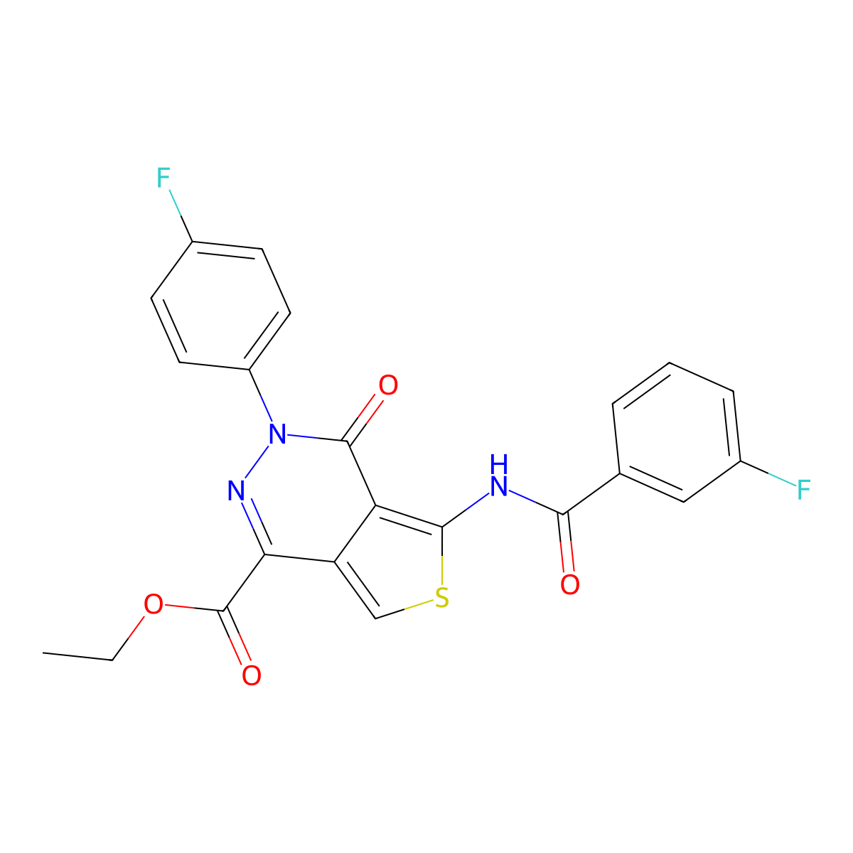 Ethyl 5-(3-fluorobenzamido)-3-(4-fluorophenyl)-4-oxo-3,4-dihydrothieno[3,4-d]pyridazine-1-carboxylate molecular structure, CAS 851949-27-4