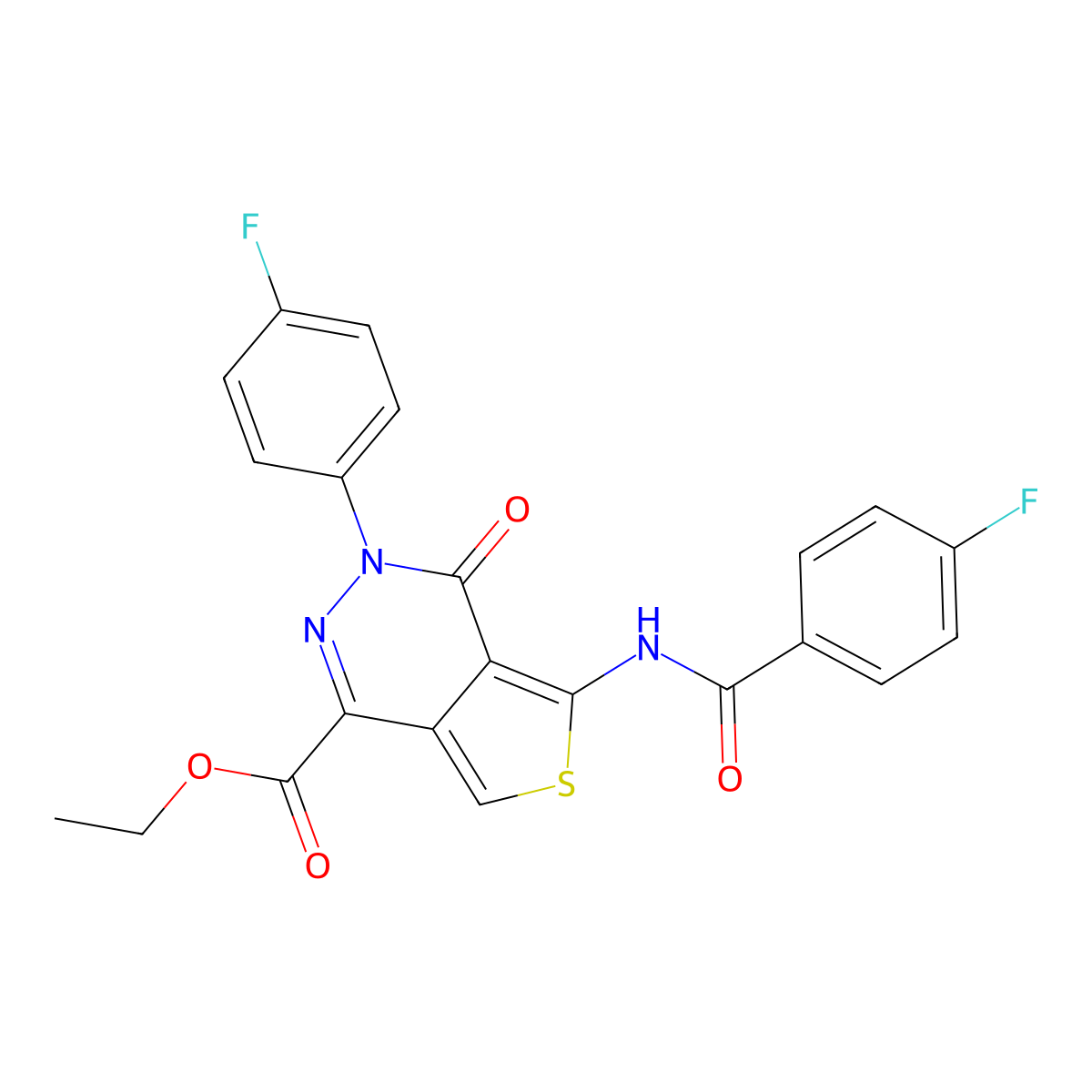 Ethyl 5-[(4-fluorobenzoyl)amino]-3-(4-fluorophenyl)-4-oxothieno[3,4-d]pyridazine-1-carboxylate molecular structure, CAS 851949-28-5