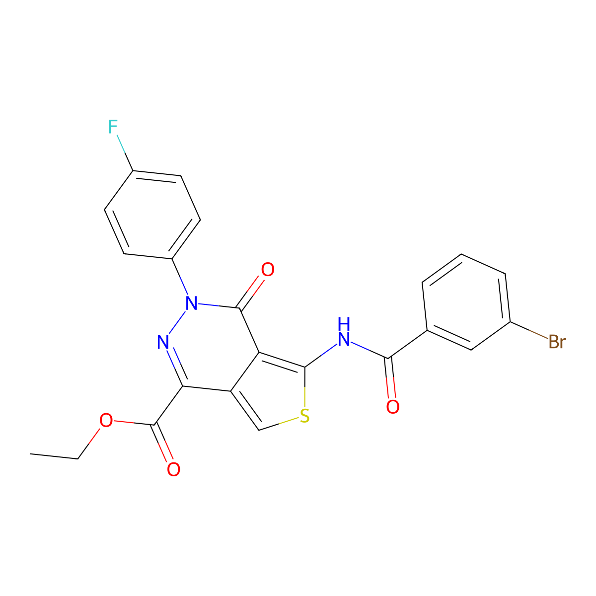Ethyl 5-(3-bromobenzamido)-3-(4-fluorophenyl)-4-oxo-3,4-dihydrothieno[3,4-d]pyridazine-1-carboxylate molecular structure, CAS 851949-35-4