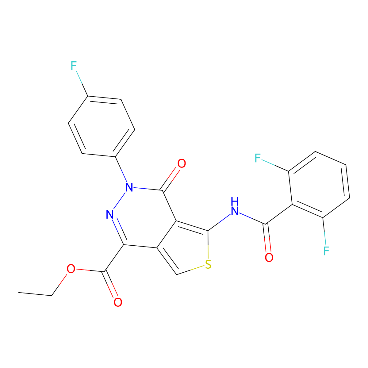 Ethyl 5-(2,6-difluorobenzamido)-3-(4-fluorophenyl)-4-oxo-3,4-dihydrothieno[3,4-d]pyridazine-1-carboxylate molecular structure, CAS 851949-38-7