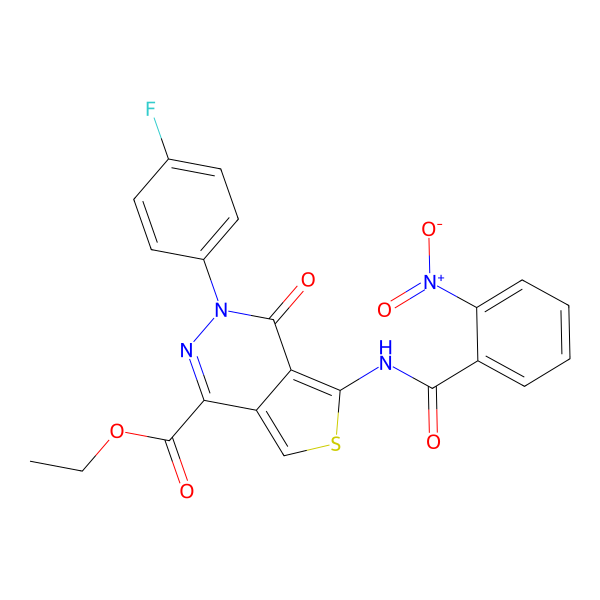 Ethyl 3-(4-fluorophenyl)-5-[(2-nitrobenzoyl)amino]-4-oxothieno[3,4-d]pyridazine-1-carboxylate molecular structure, CAS 851949-47-8